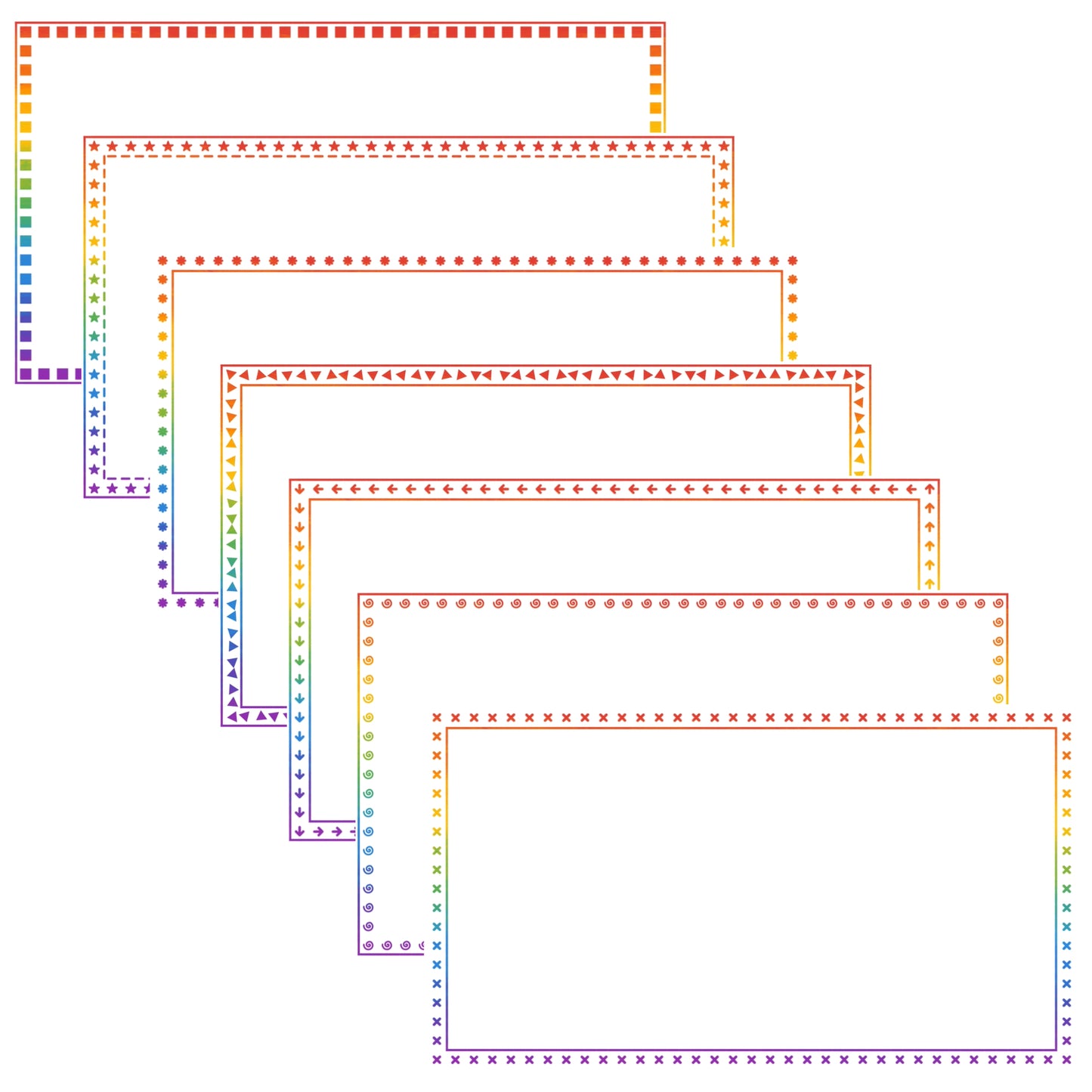 Widescreen Border Clipart Set 71 - Rainbow - Google Slides & PowerPoint