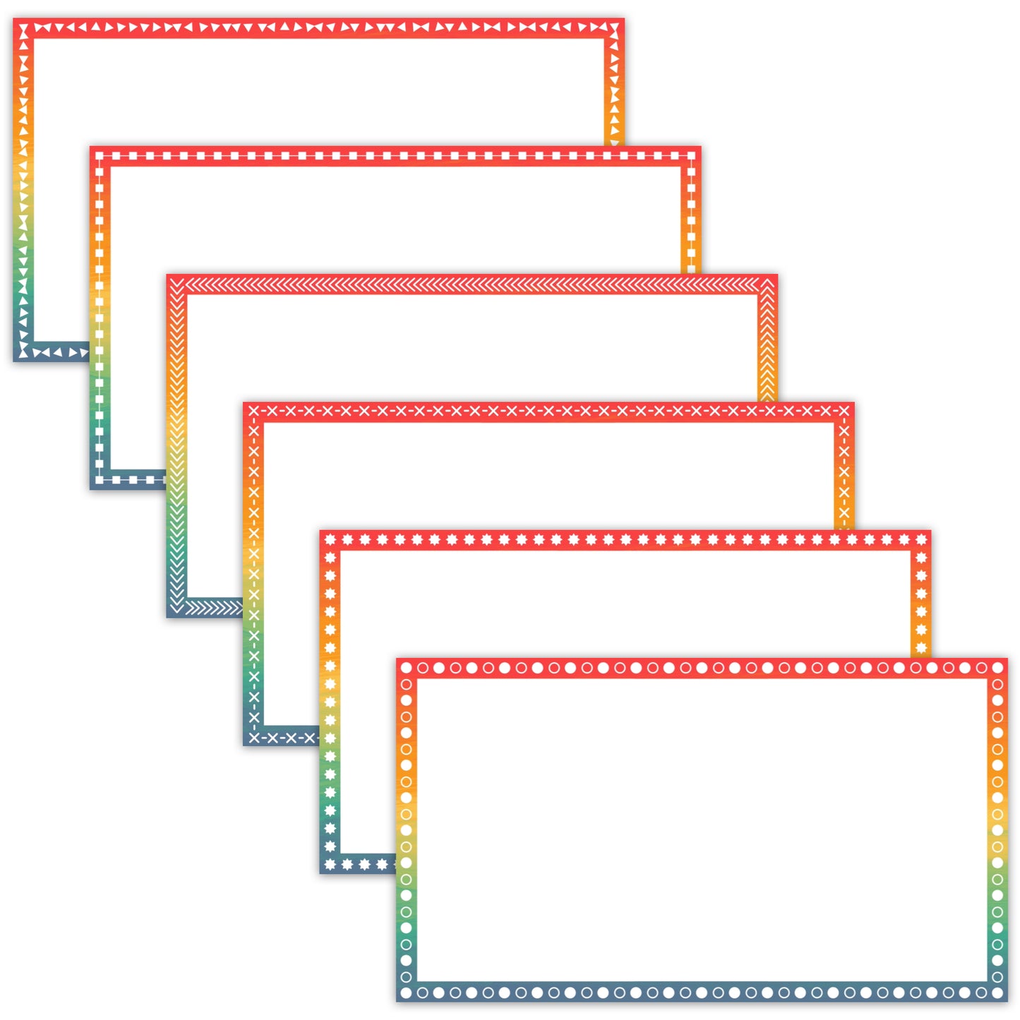 Widescreen Border Clipart Set 44 - Vintage Rainbow - Google Slides & PowerPoint