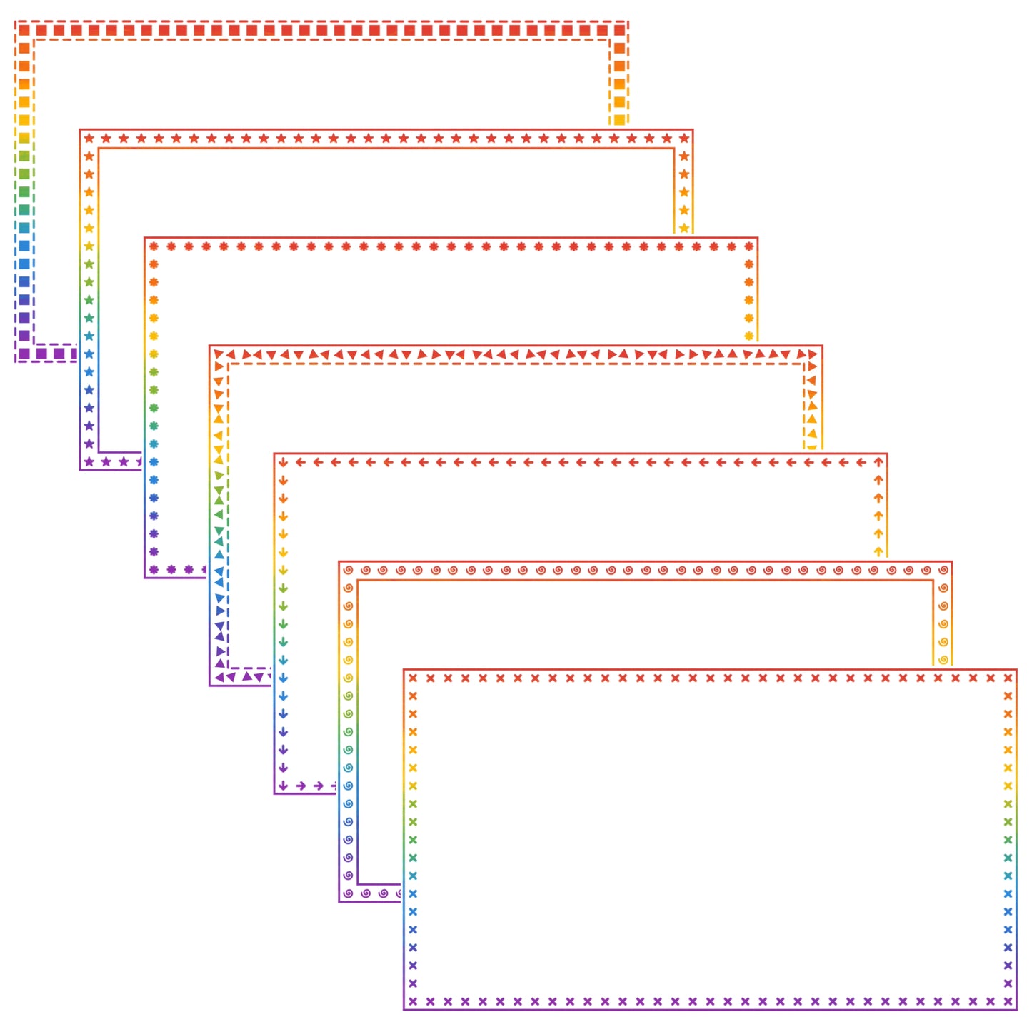 Widescreen Border Clipart Set 70 - Rainbow - Google Slides & PowerPoint