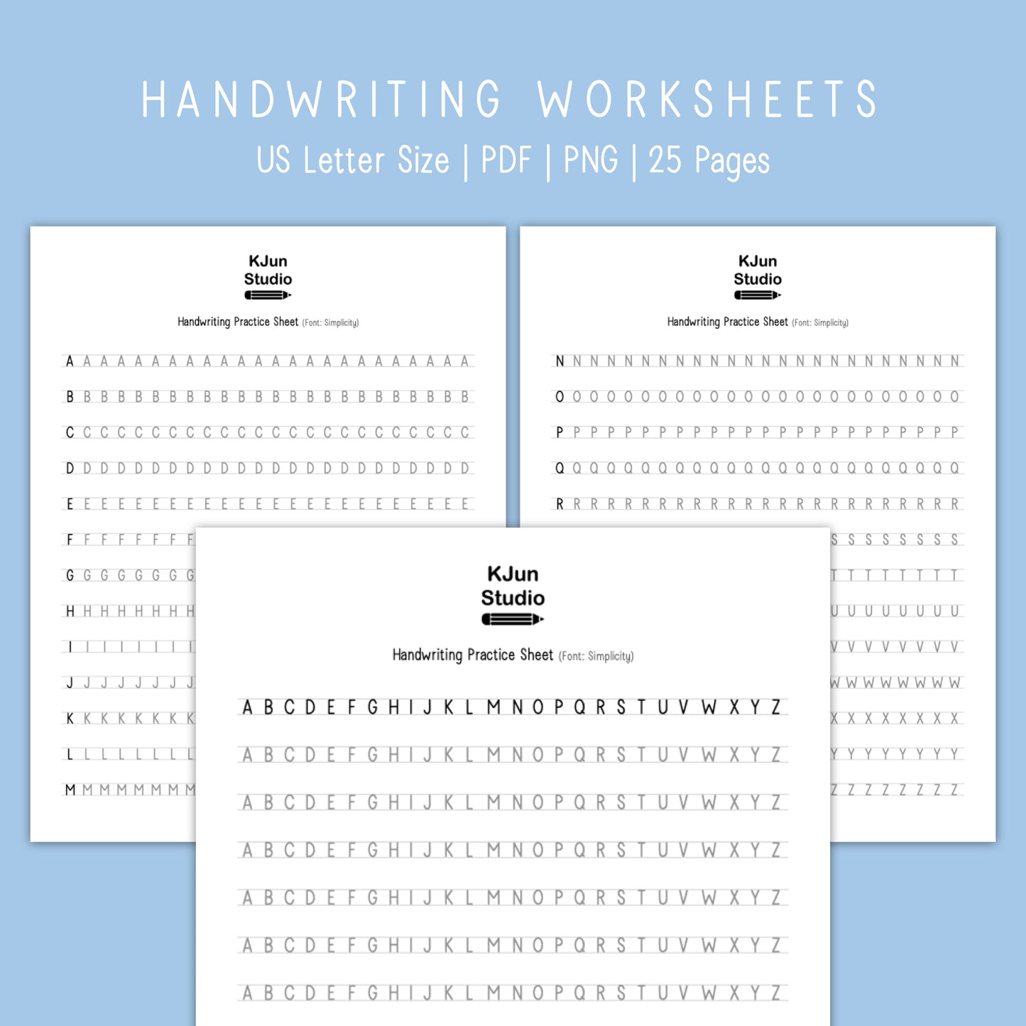 Handwriting Practice Sheets - Simplicity Font