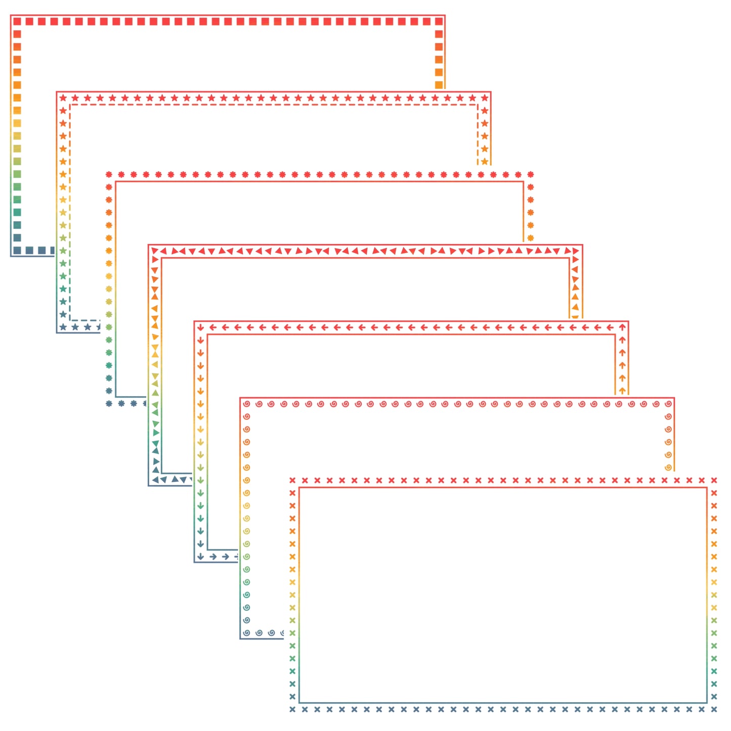 Widescreen Border Clipart Set 75 - Vintage Rainbow - Google Slides & PowerPoint