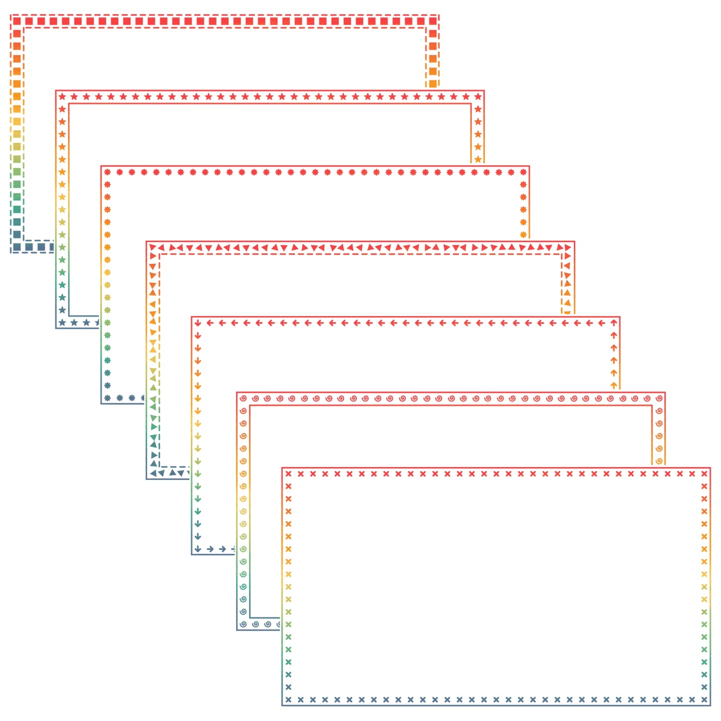 Widescreen Border Clipart Set 74 - Vintage Rainbow - Google Slides & PowerPoint
