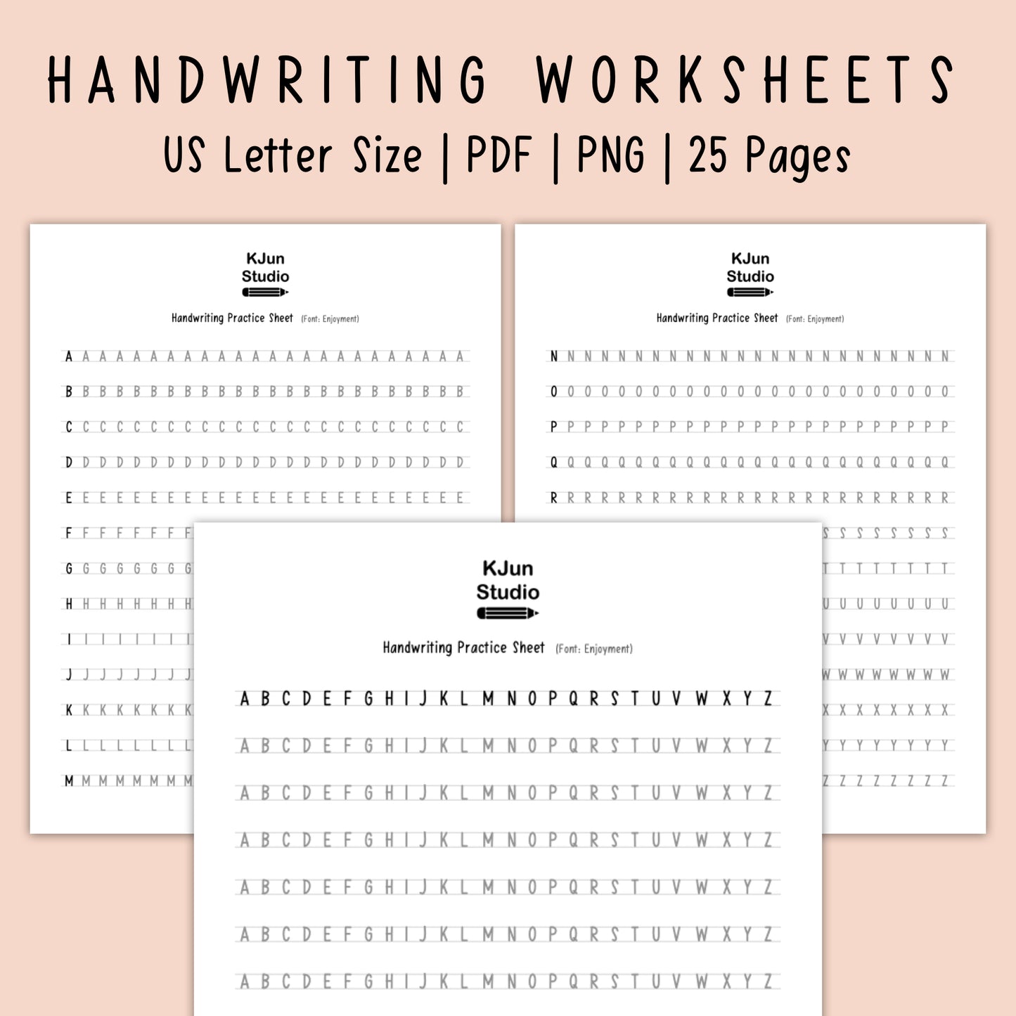 Handwriting Practice Sheets - Enjoyment Font
