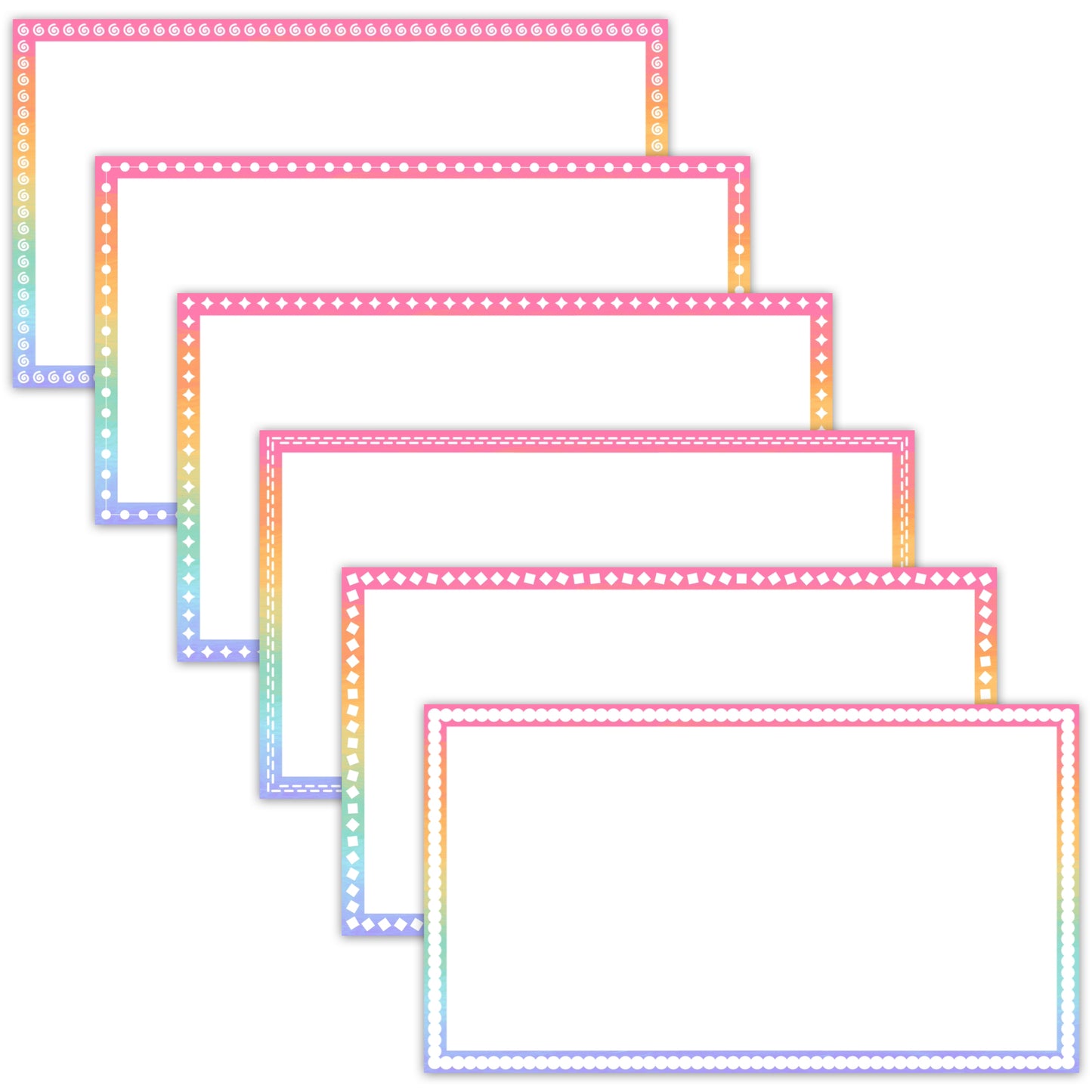 Widescreen Border Clipart Set 47 - Pastel Rainbow - Google Slides & PowerPoint