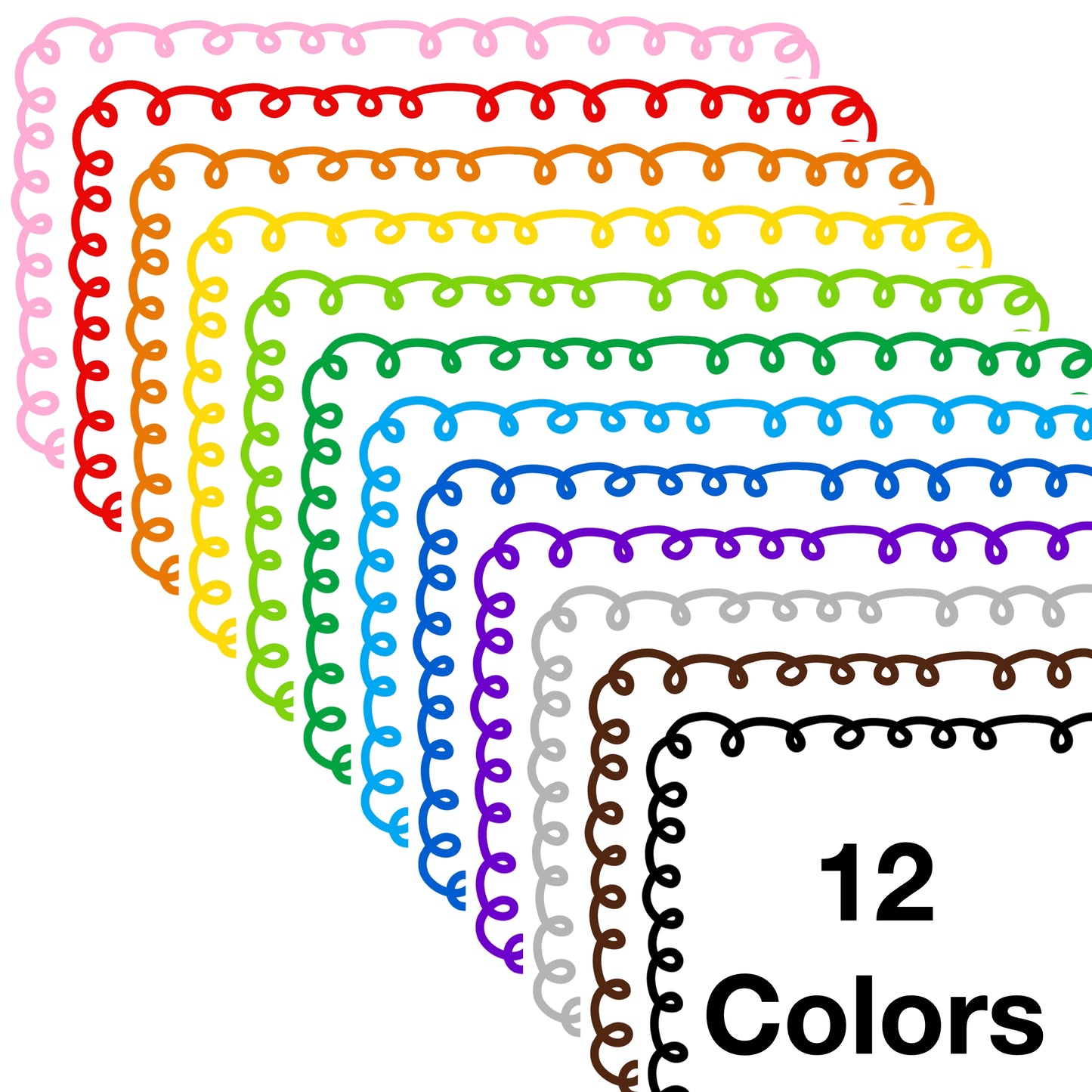 Widescreen Border Clipart Set 35 - Colorful Curly - Google Slides & PowerPoint