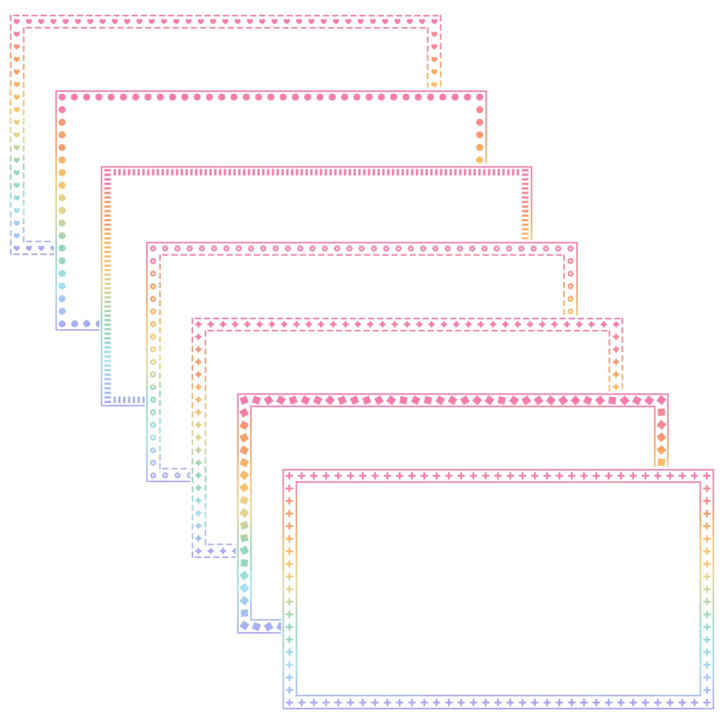 Widescreen Border Clipart Set 78 - Pastel Rainbow - Google Slides & PowerPoint