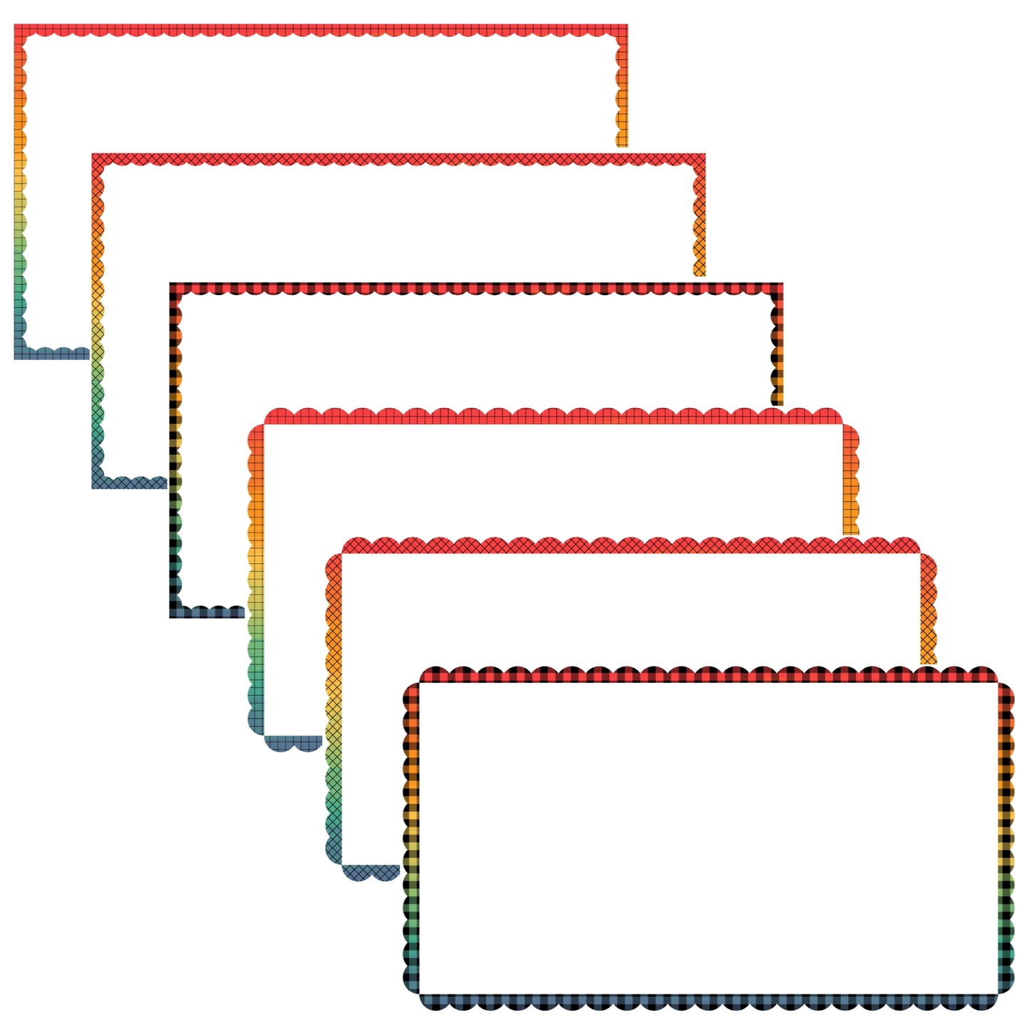 Widescreen Border Clipart Set 55 - Vintage Rainbow Scallop - Google Slides