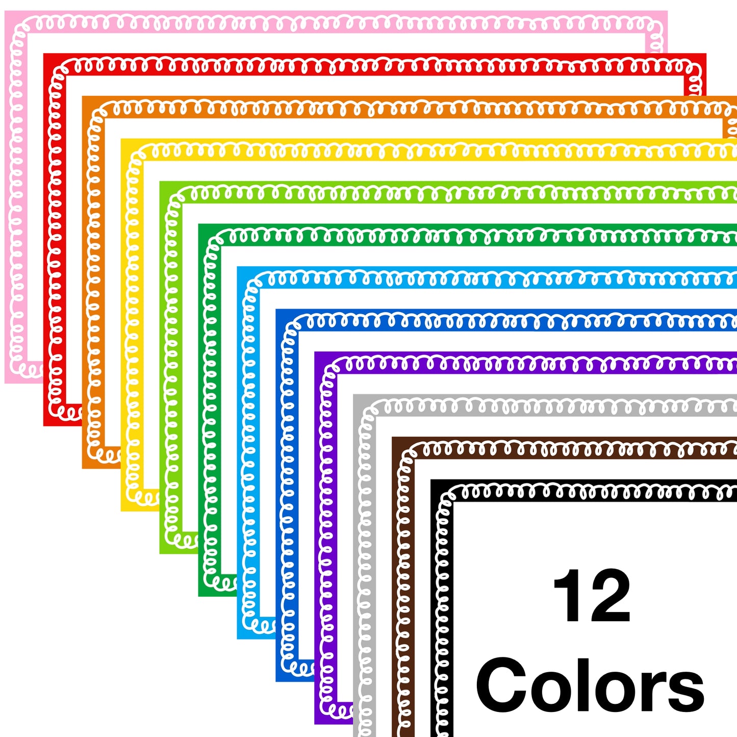 Widescreen Border Clipart Set 33 - Colorful Curly - Google Slides & PowerPoint
