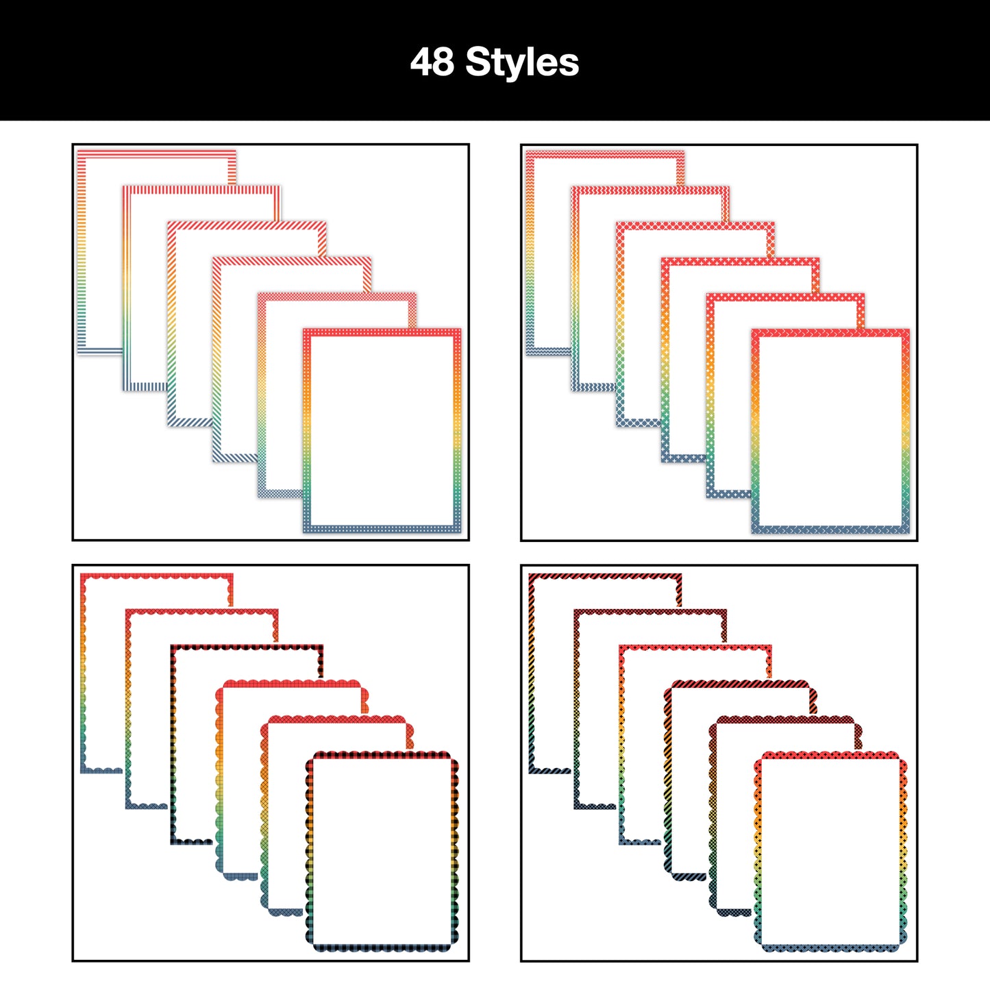 Border Clipart Bundle 14 - Vintage Rainbow - Page Borders and Frames