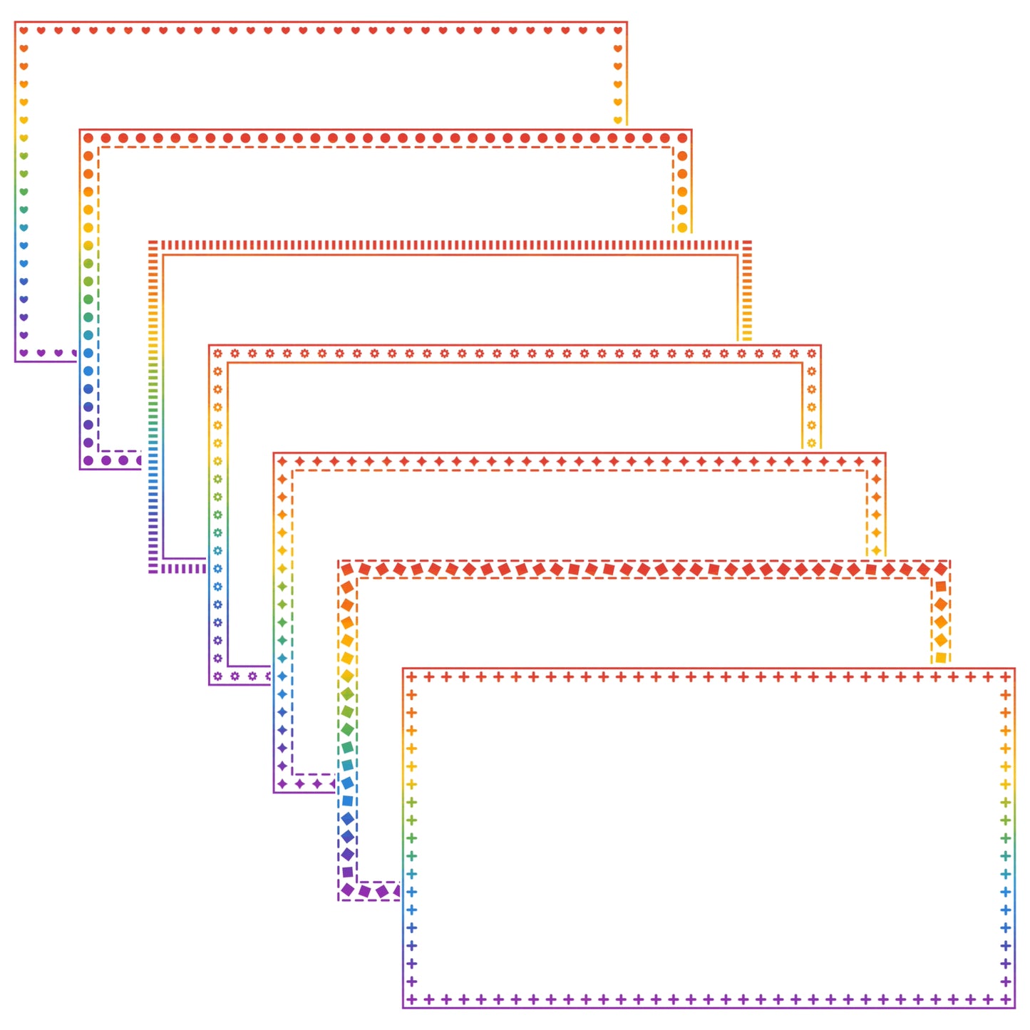 Widescreen Border Clipart Set 72 - Rainbow - Google Slides & PowerPoint