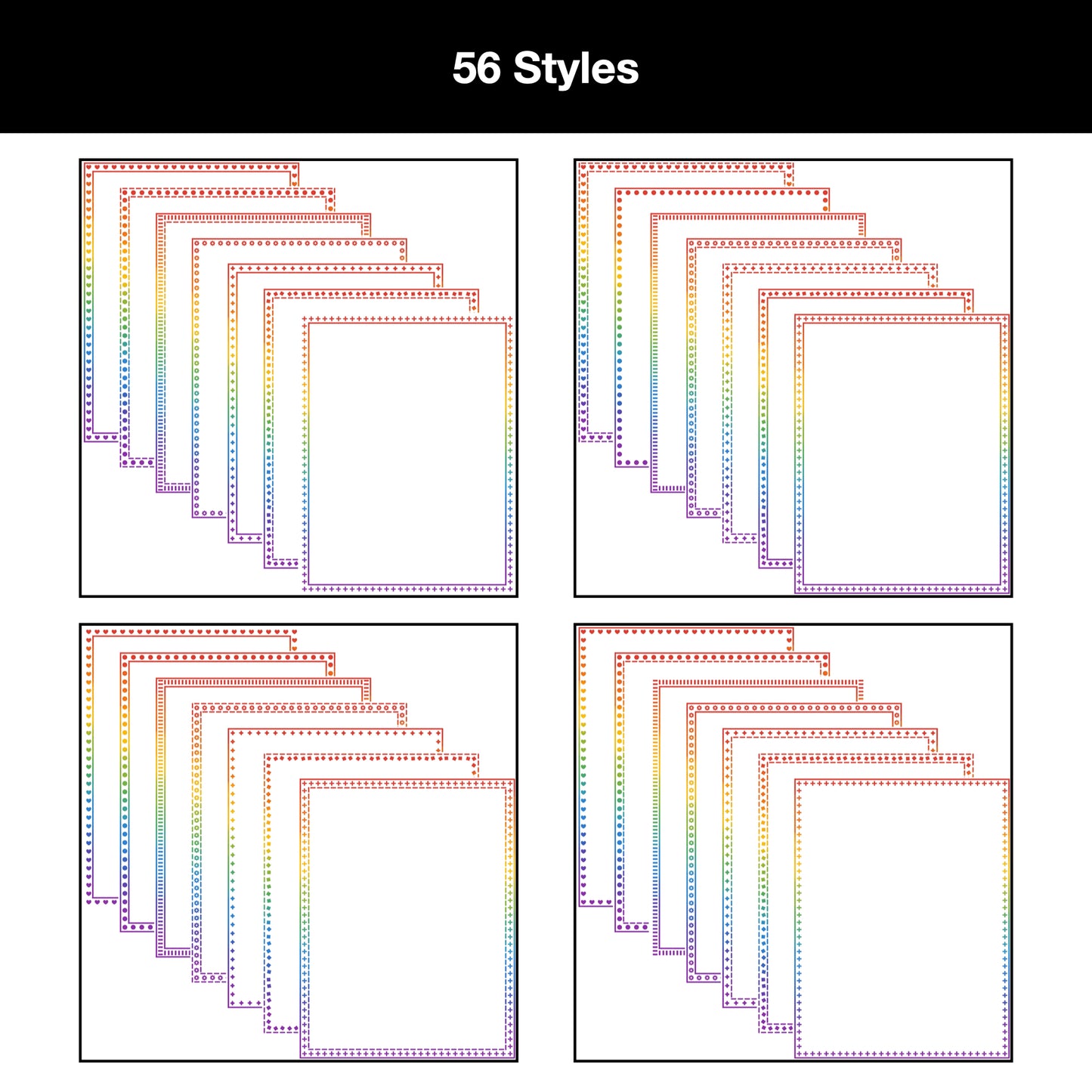 Border Clipart Bundle 18 - Rainbow - Page Borders and Frames