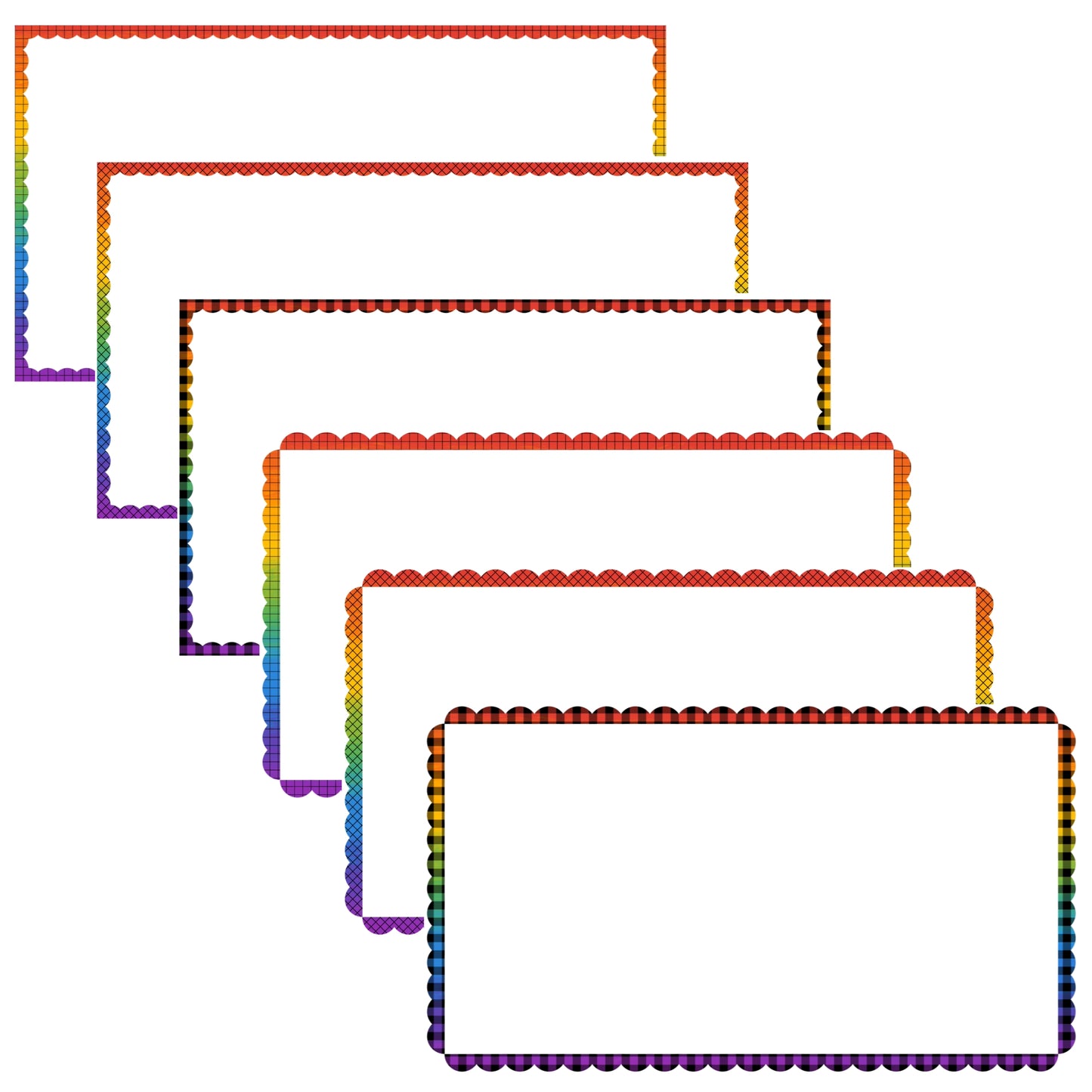 Widescreen Border Clipart Set 51 - Rainbow Scallop - Google Slides & PowerPoint