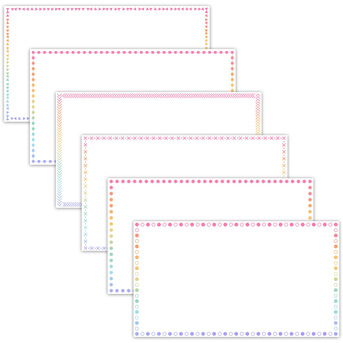 Widescreen Border Clipart Set 48 - Pastel Rainbow - Google Slides & PowerPoint