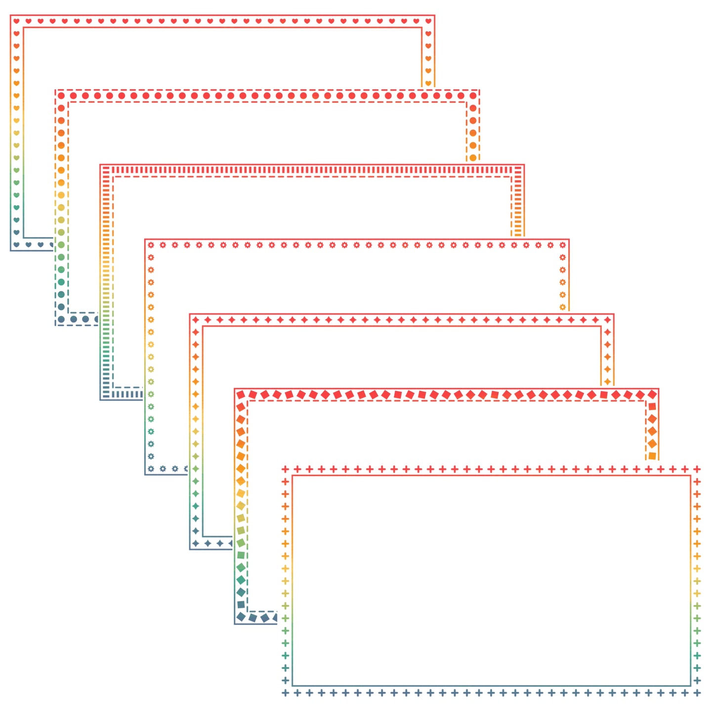 Widescreen Border Clipart Set 73 - Vintage Rainbow - Google Slides & PowerPoint
