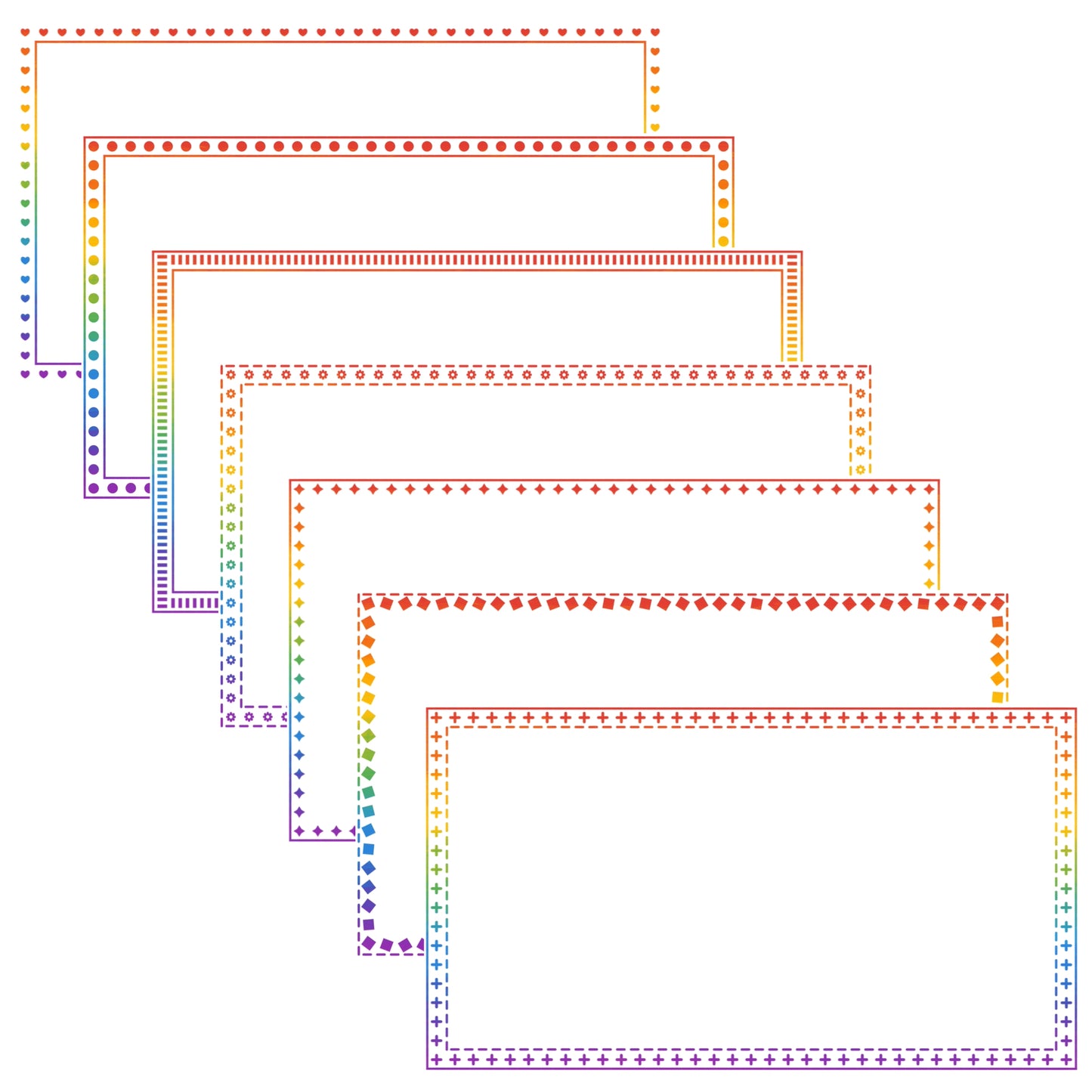 Widescreen Border Clipart Set 71 - Rainbow - Google Slides & PowerPoint