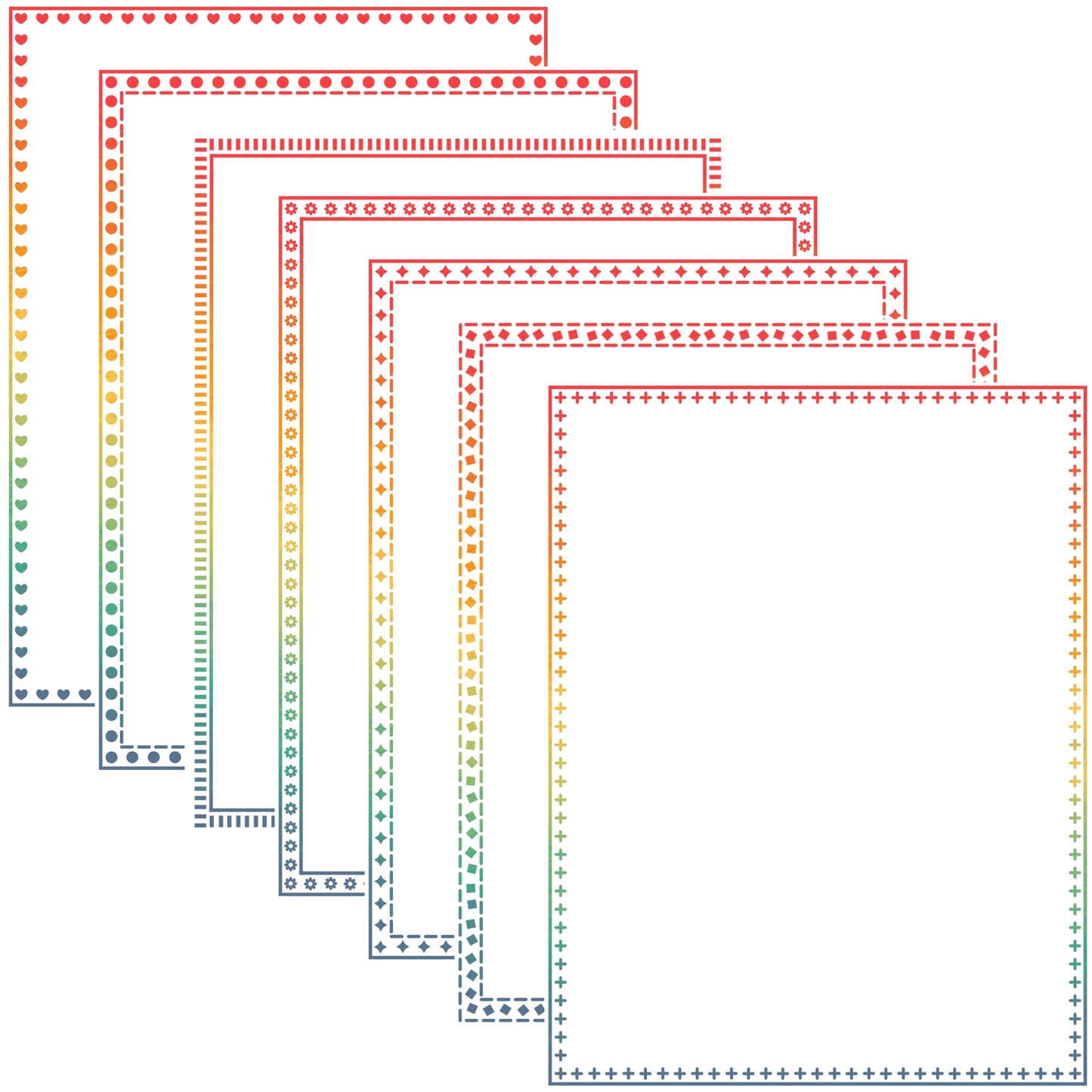 Border Clipart Set 76 - Vintage Rainbow - Page Borders and Frames