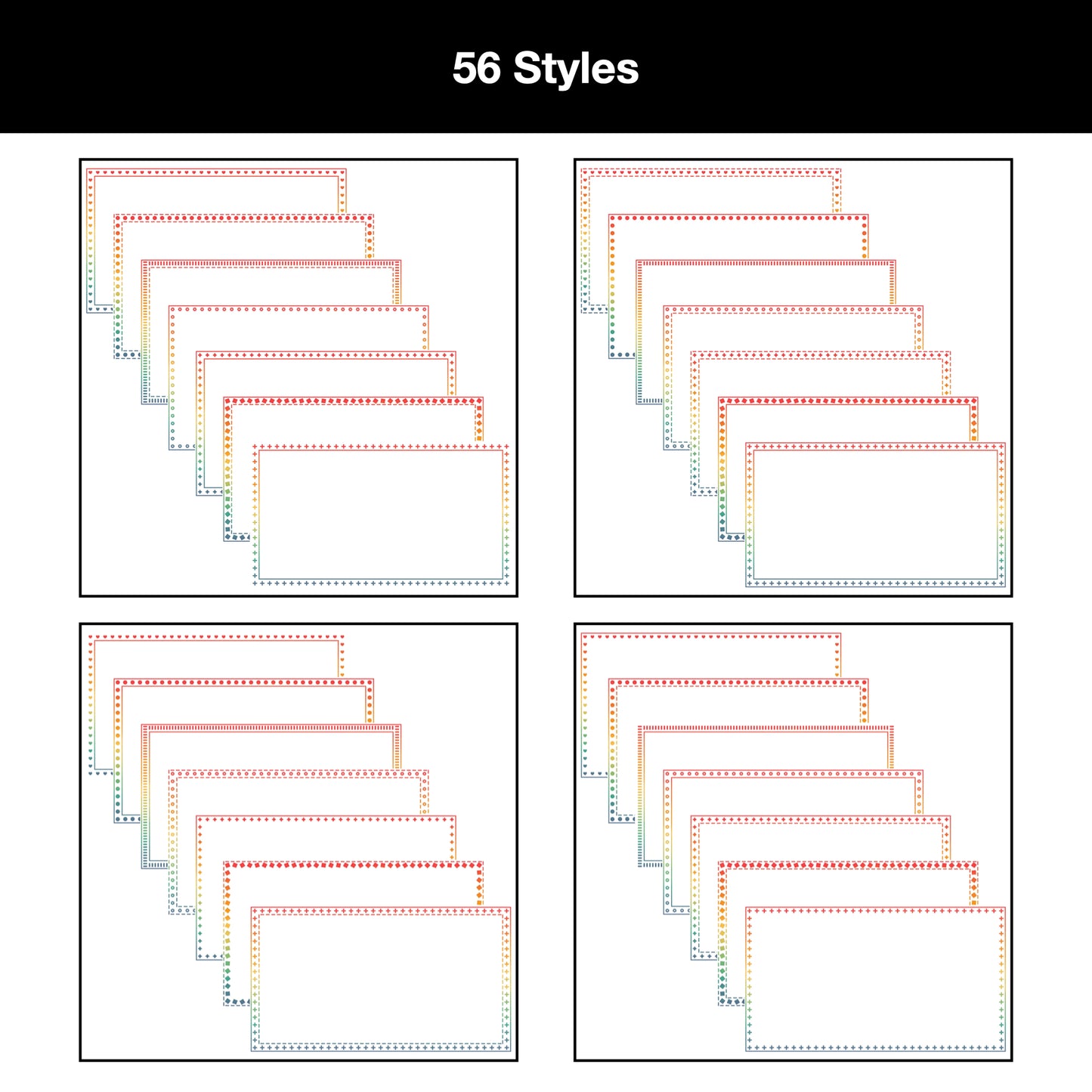 Widescreen Border Clipart Bundle 19 - Vintage Rainbow - Google Slides