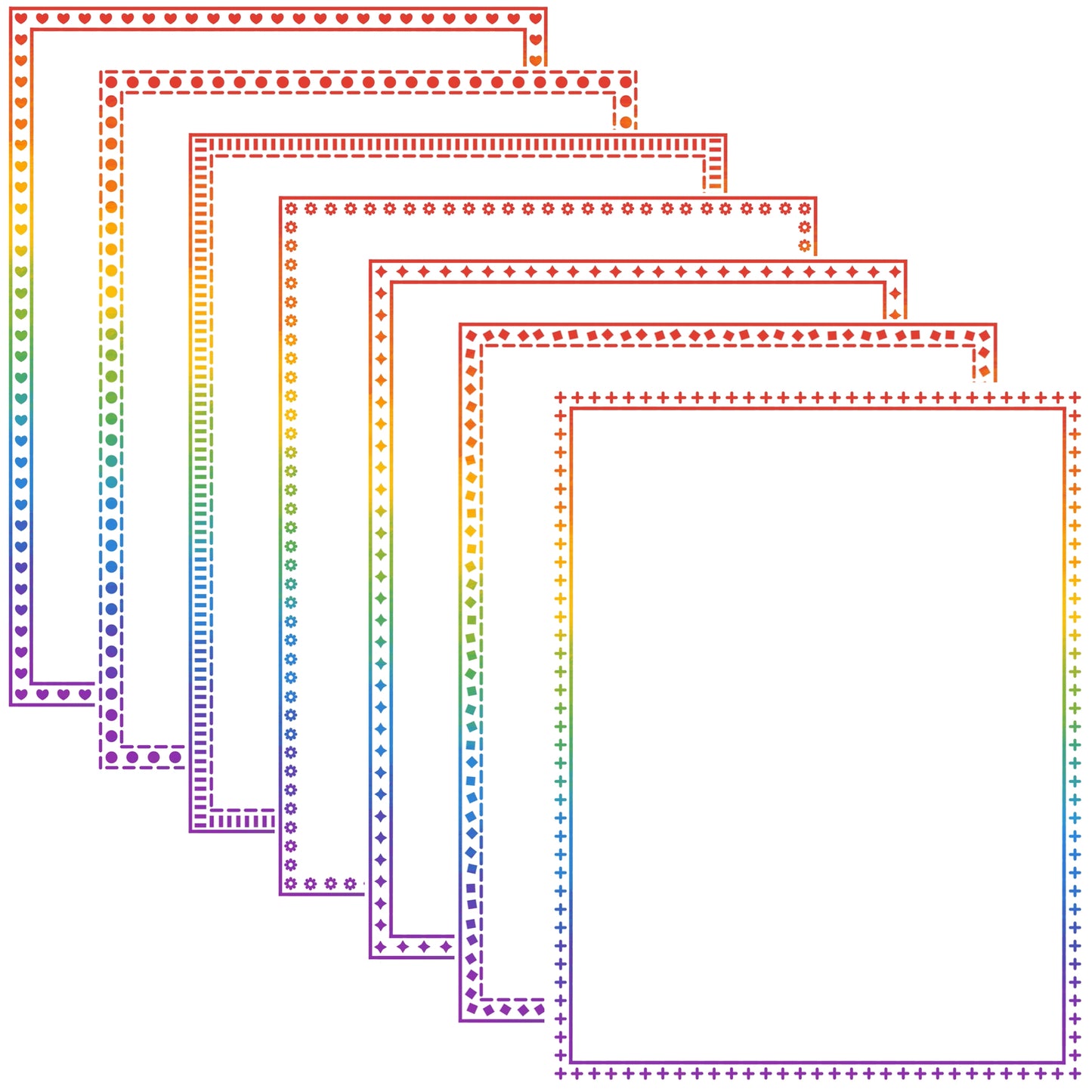 Border Clipart Set 69 - Rainbow - Page Borders and Frames
