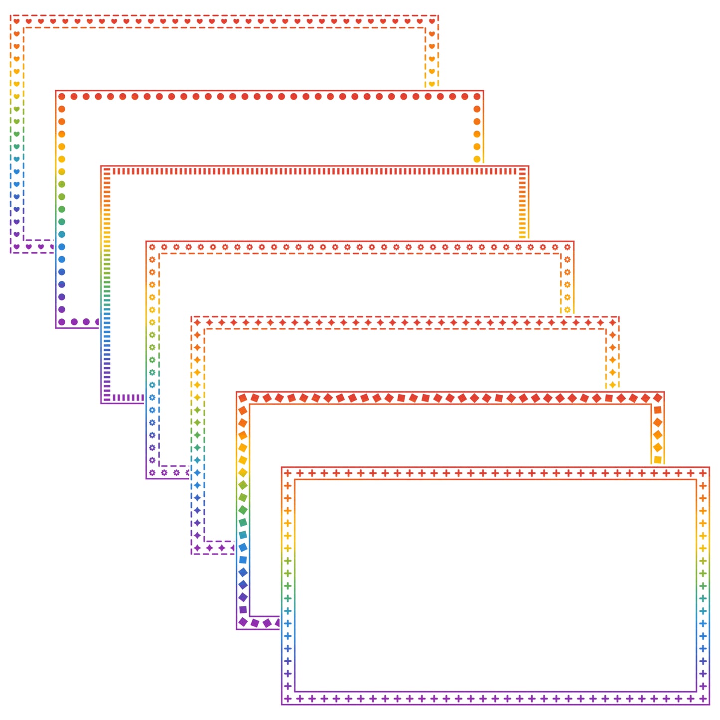 Widescreen Border Clipart Set 70 - Rainbow - Google Slides & PowerPoint