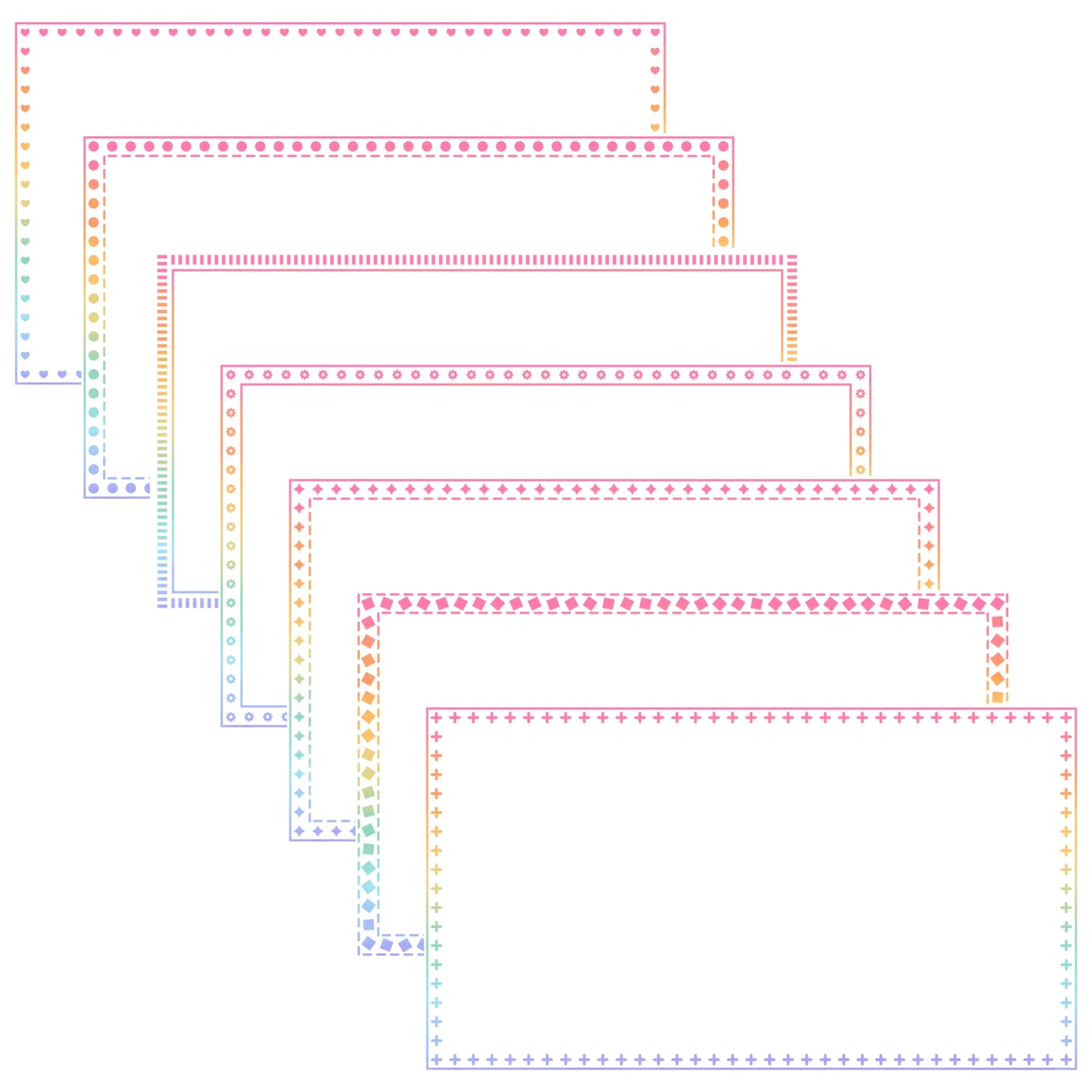Widescreen Border Clipart Set 80 - Pastel Rainbow - Google Slides & PowerPoint