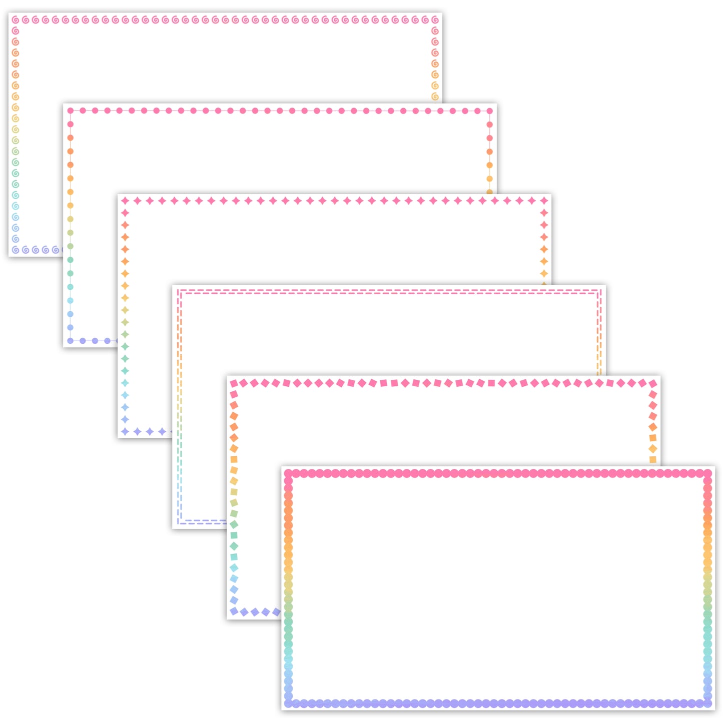 Widescreen Border Clipart Set 47 - Pastel Rainbow - Google Slides & PowerPoint