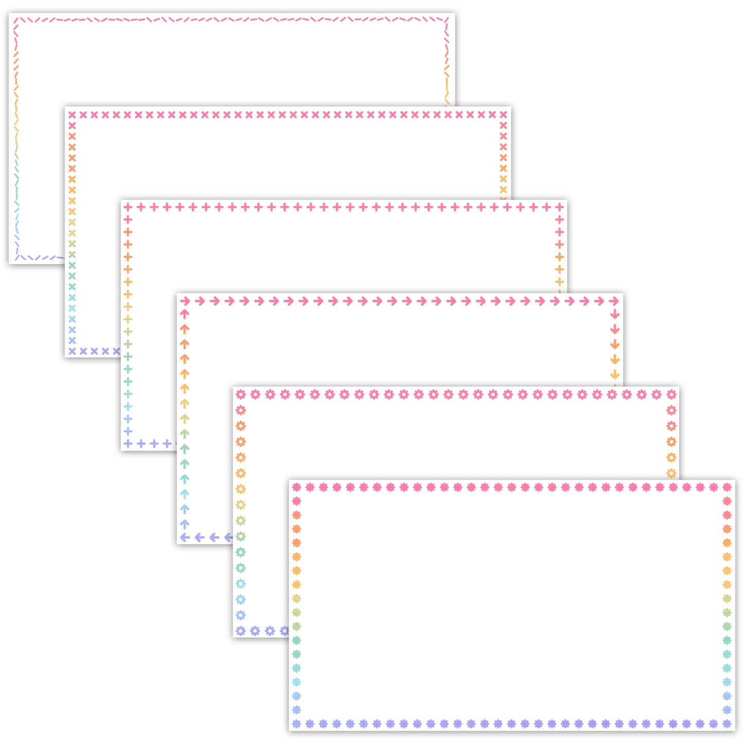 Widescreen Border Clipart Set 46 - Pastel Rainbow - Google Slides & PowerPoint
