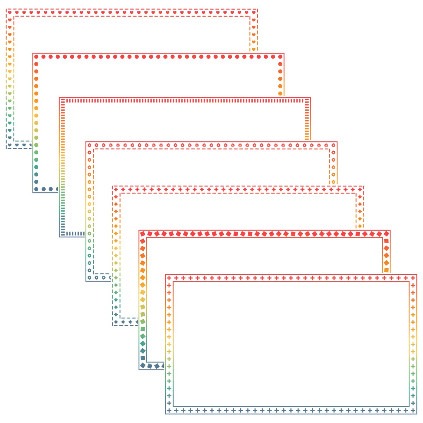 Widescreen Border Clipart Set 74 - Vintage Rainbow - Google Slides & PowerPoint