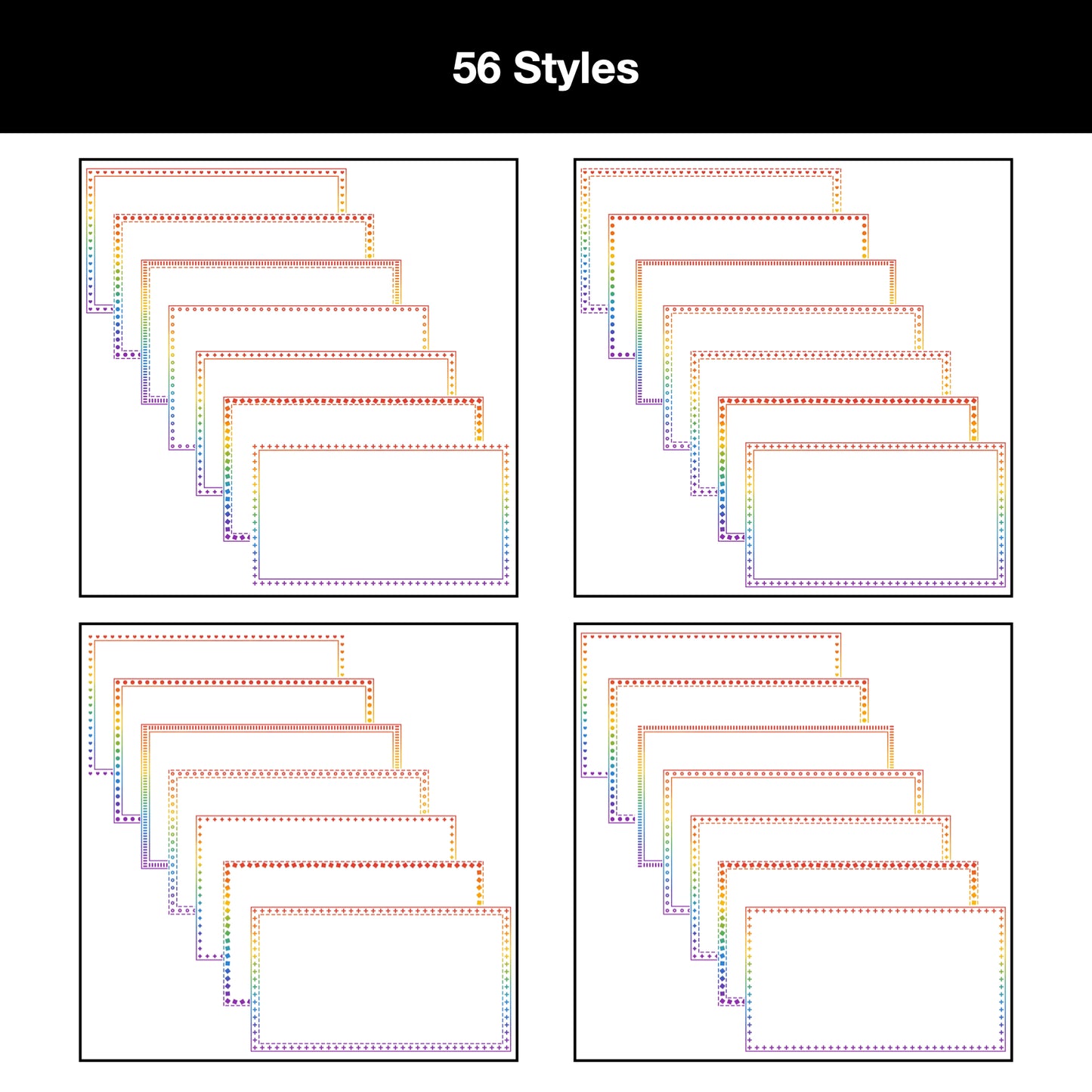 Widescreen Border Clipart Bundle 18 - Rainbow - Google Slides & PowerPoint