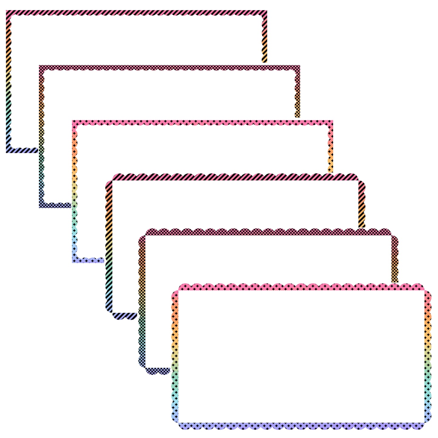 Widescreen Border Clipart Set 60 - Pastel Rainbow Scallop - Google Slides