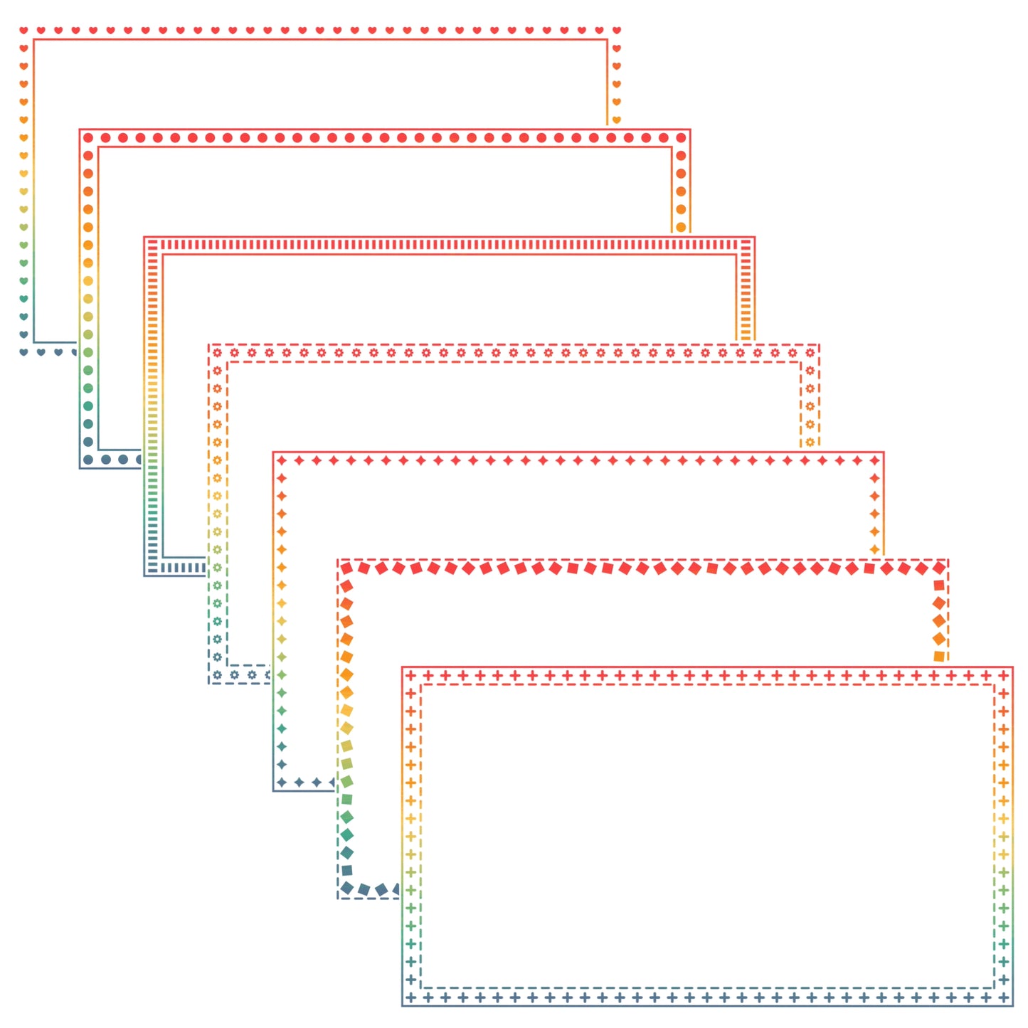 Widescreen Border Clipart Set 75 - Vintage Rainbow - Google Slides & PowerPoint