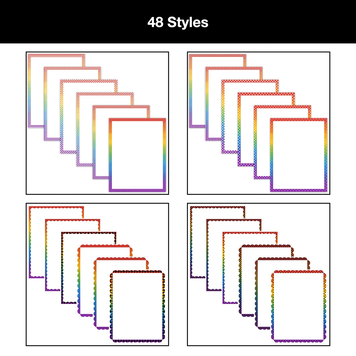 Border Clipart Bundle 13 - Rainbow - Page Borders and Frames