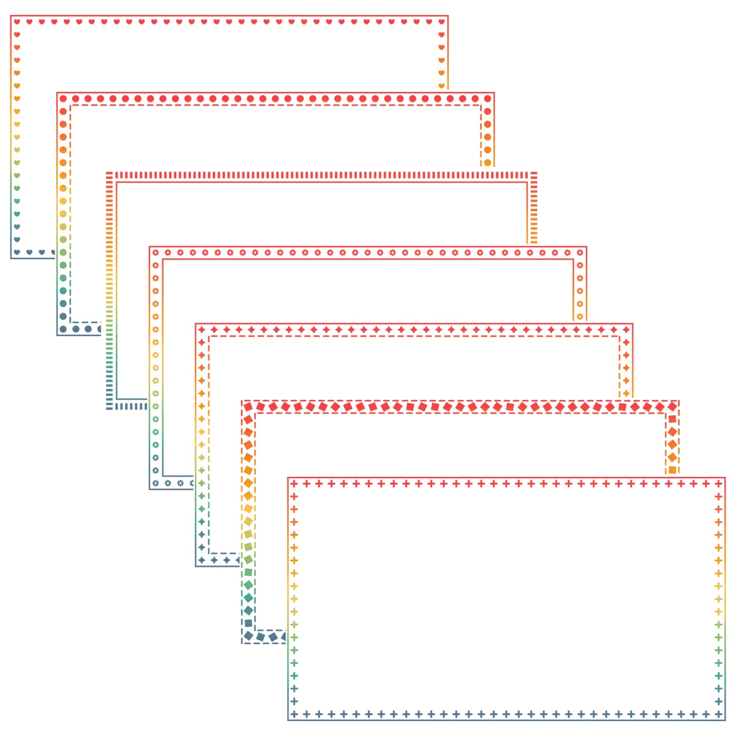 Widescreen Border Clipart Set 76 - Vintage Rainbow - Google Slides & PowerPoint