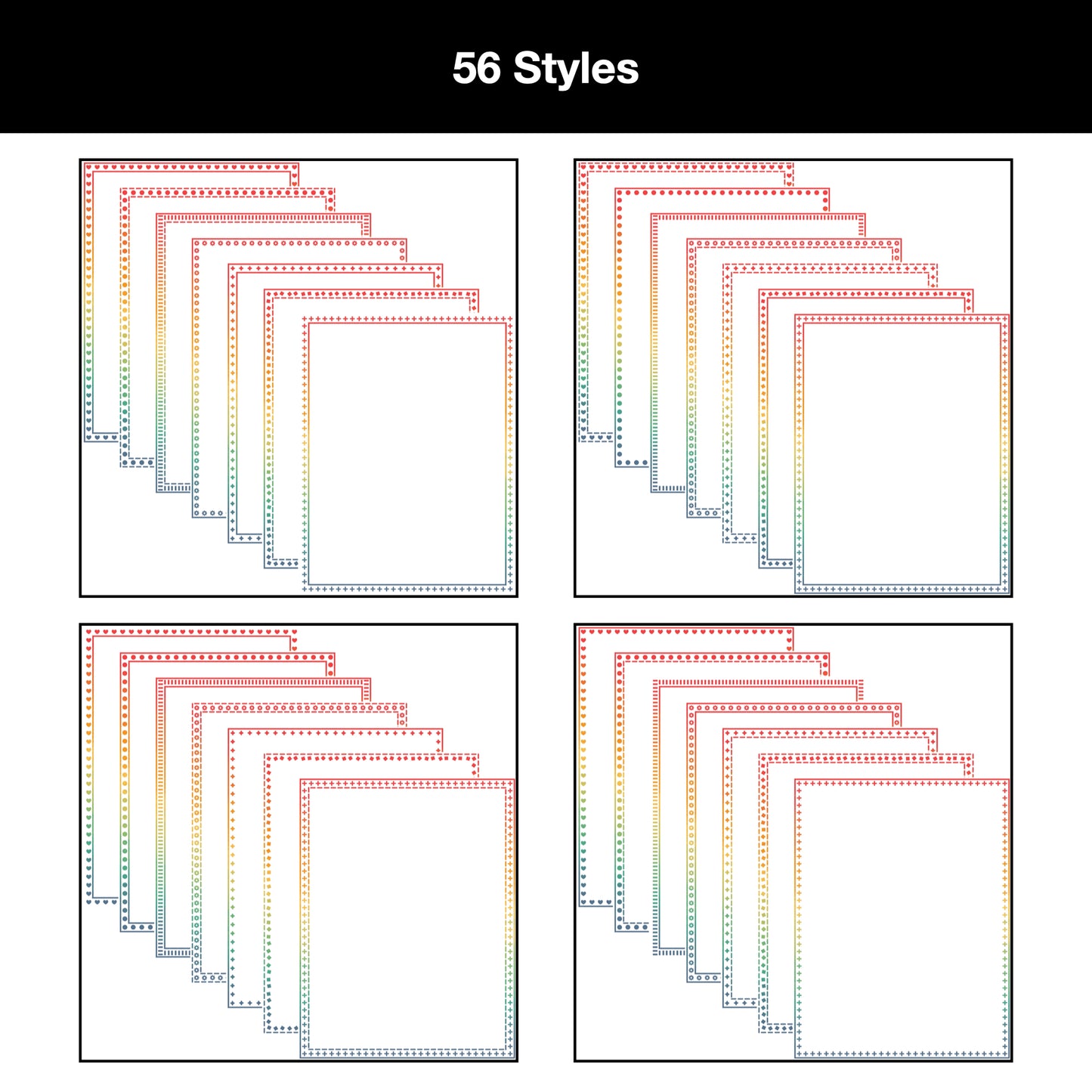 Border Clipart Bundle 19 - Vintage Rainbow - Page Borders and Frames