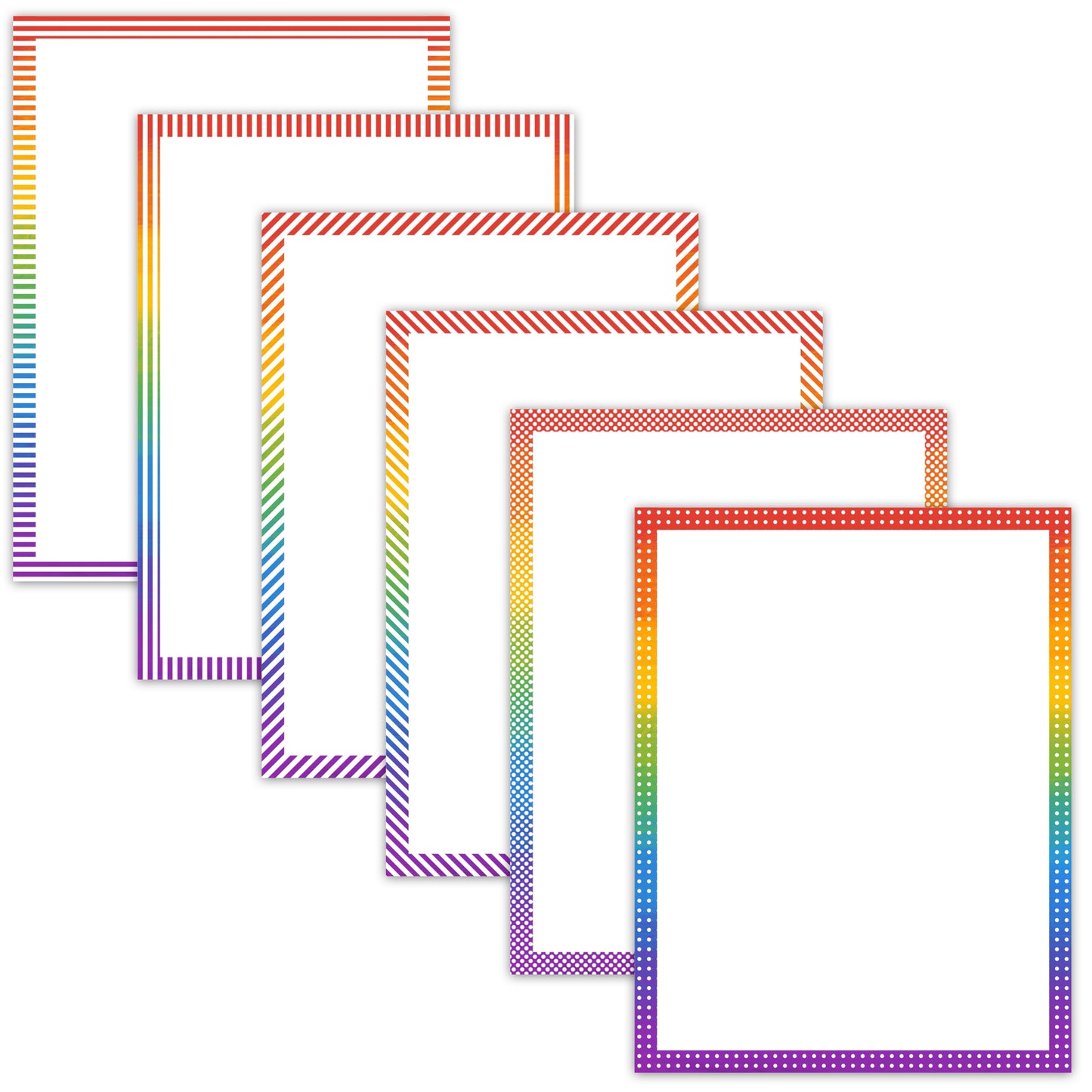 Border Clipart Set 49 - Rainbow - Page Borders and Frames
