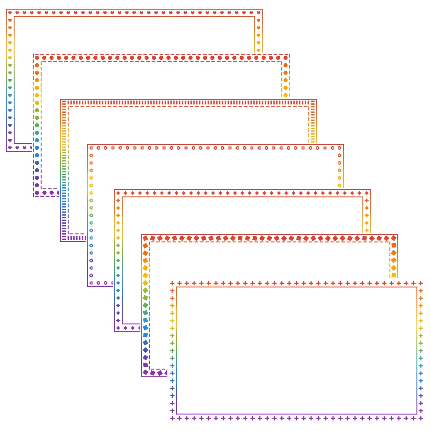 Widescreen Border Clipart Set 69 - Rainbow - Google Slides & PowerPoint