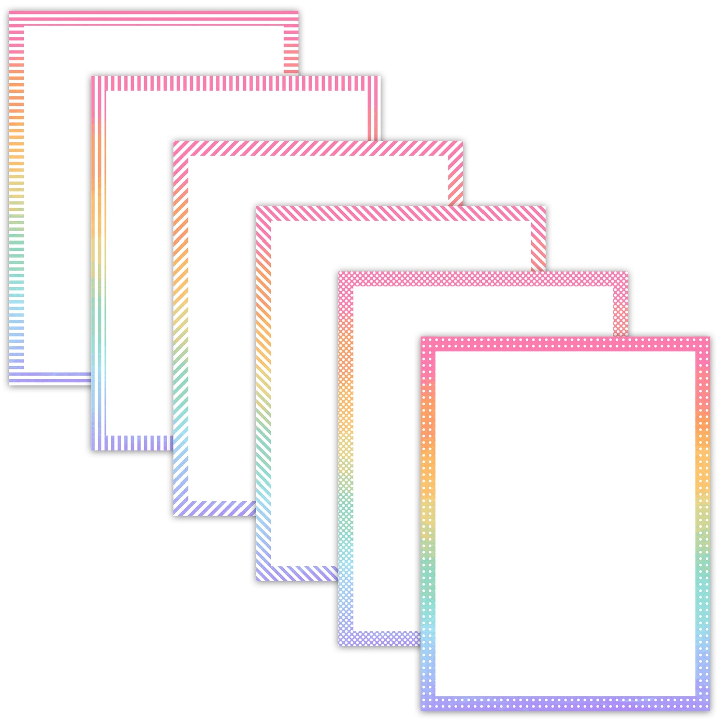 Border Clipart Set 57 - Pastel Rainbow - Page Borders and Frames