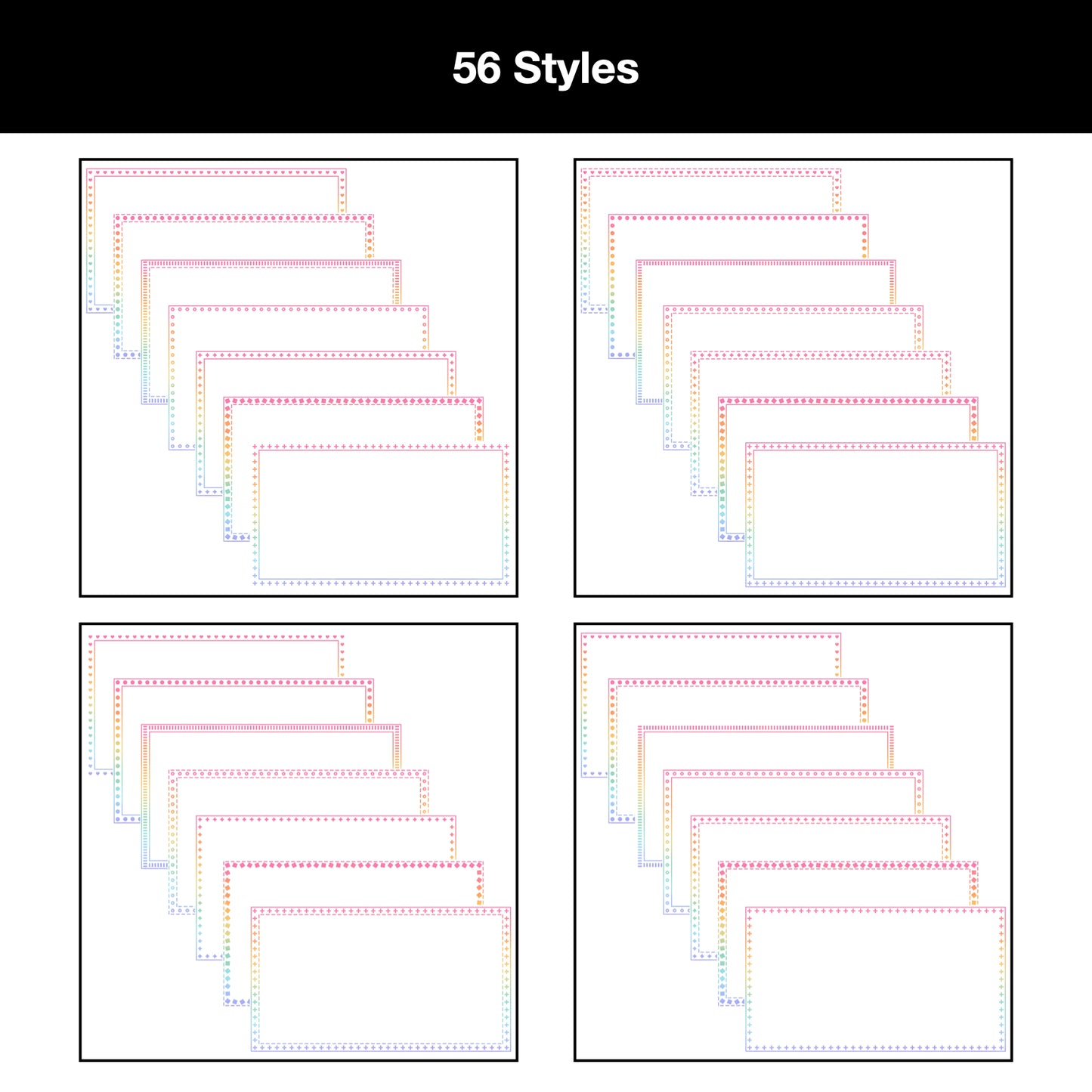 Widescreen Border Clipart Bundle 20 - Pastel Rainbow - Google Slides