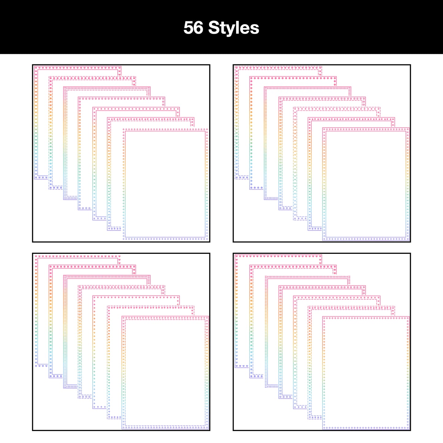 Border Clipart Bundle 20 - Pastel Rainbow - Page Borders and Frames