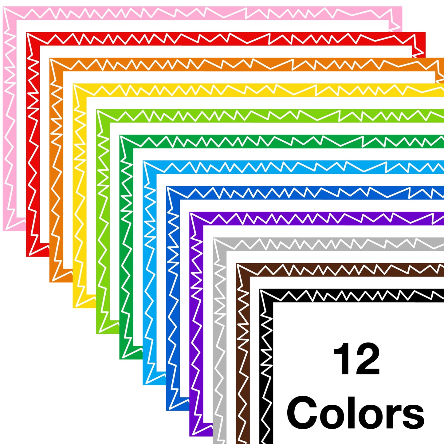 Widescreen Border Clipart Set 34 - Colorful Zigzag - Google Slides & PowerPoint