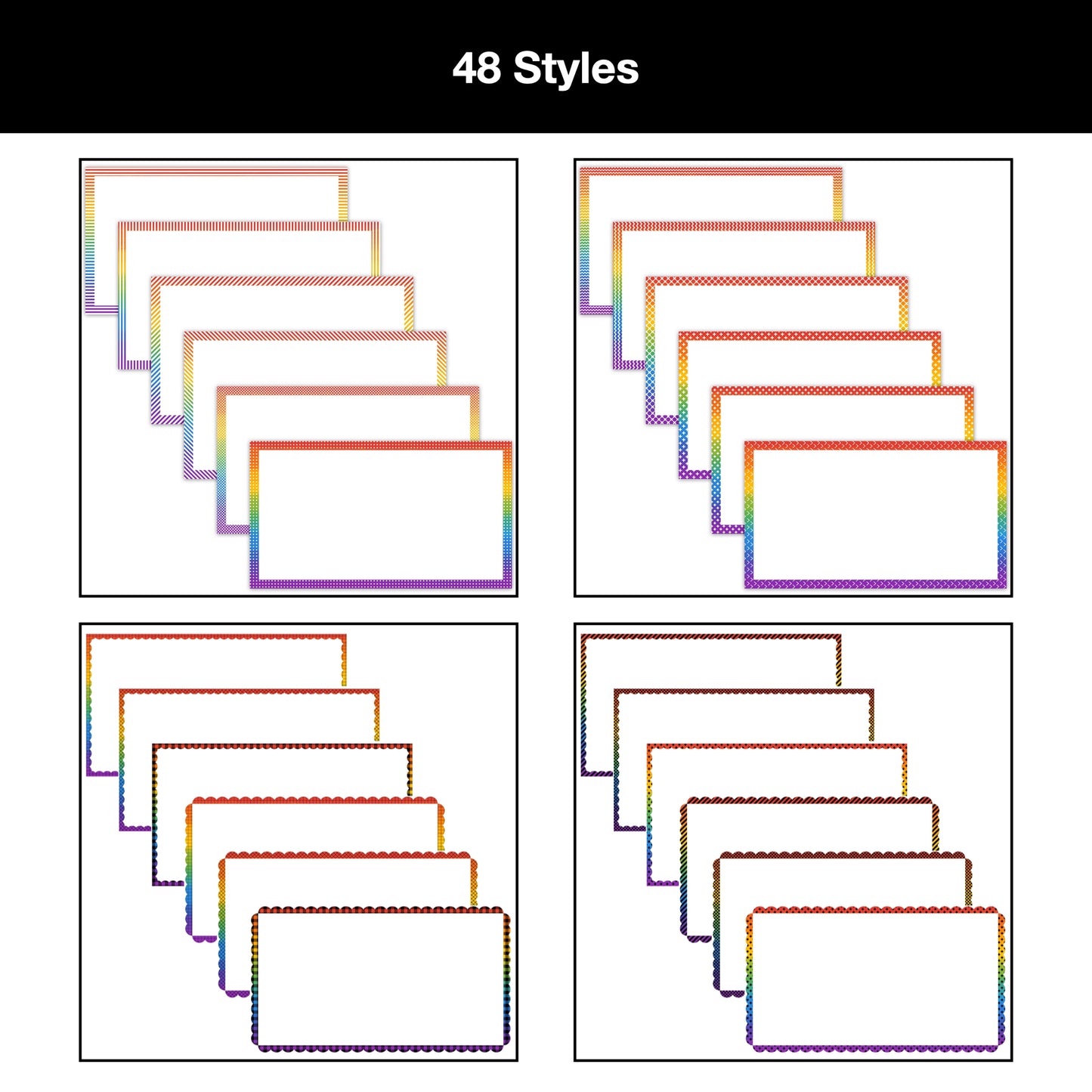Widescreen Border Clipart Bundle 13 - Rainbow - Google Slides & PowerPoint