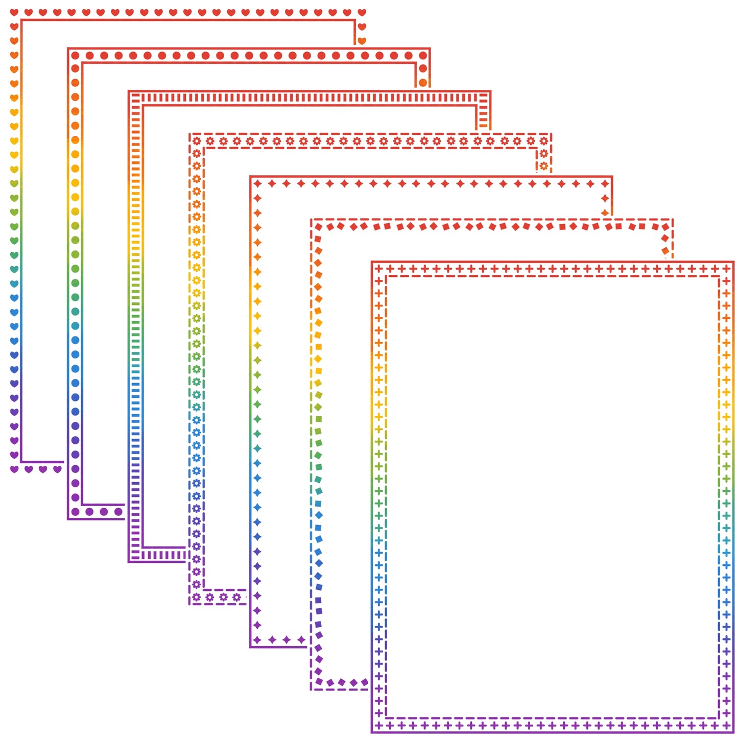 Border Clipart Set 71 - Rainbow - Page Borders and Frames