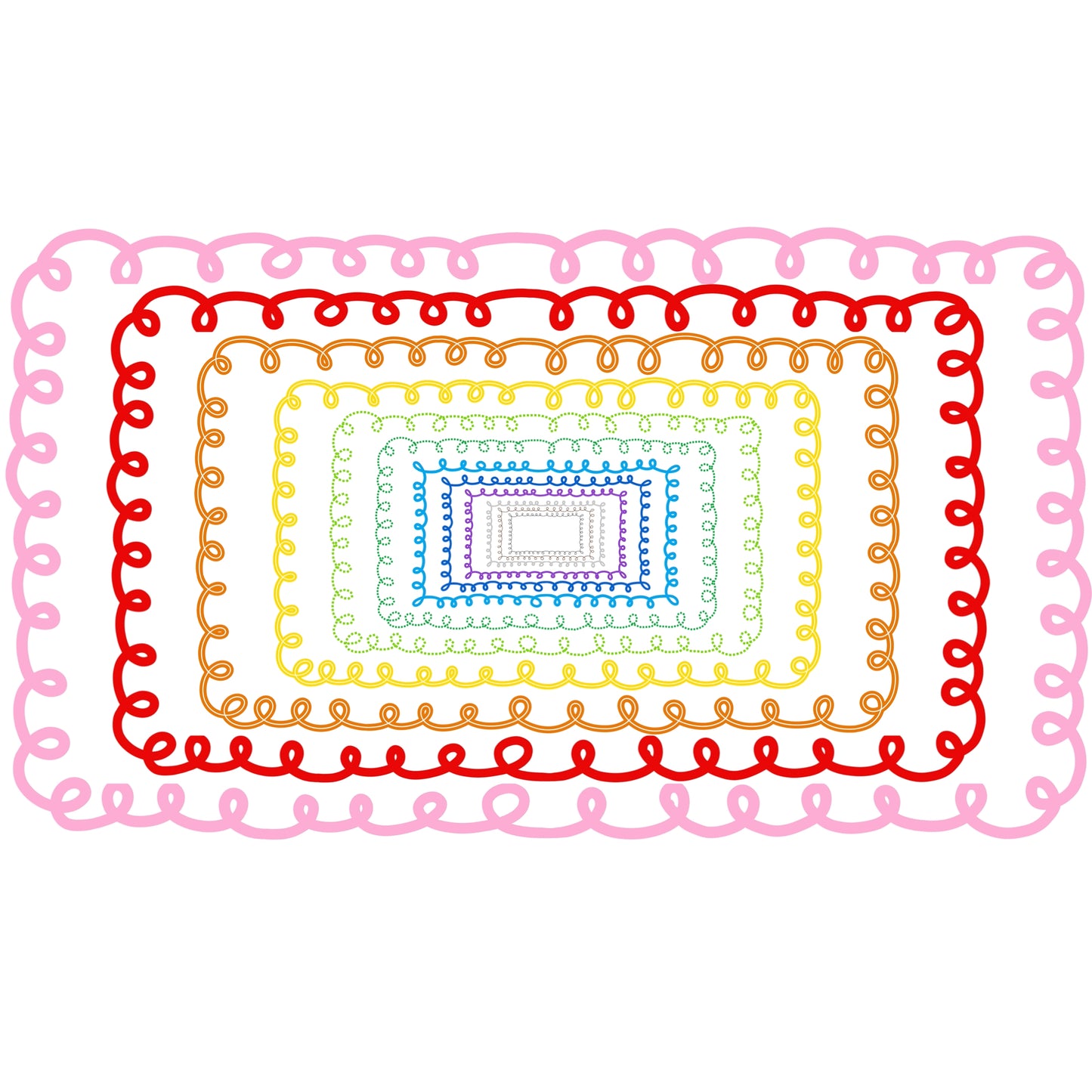 Widescreen Border Clipart Set 35 - Colorful Curly - Google Slides & PowerPoint