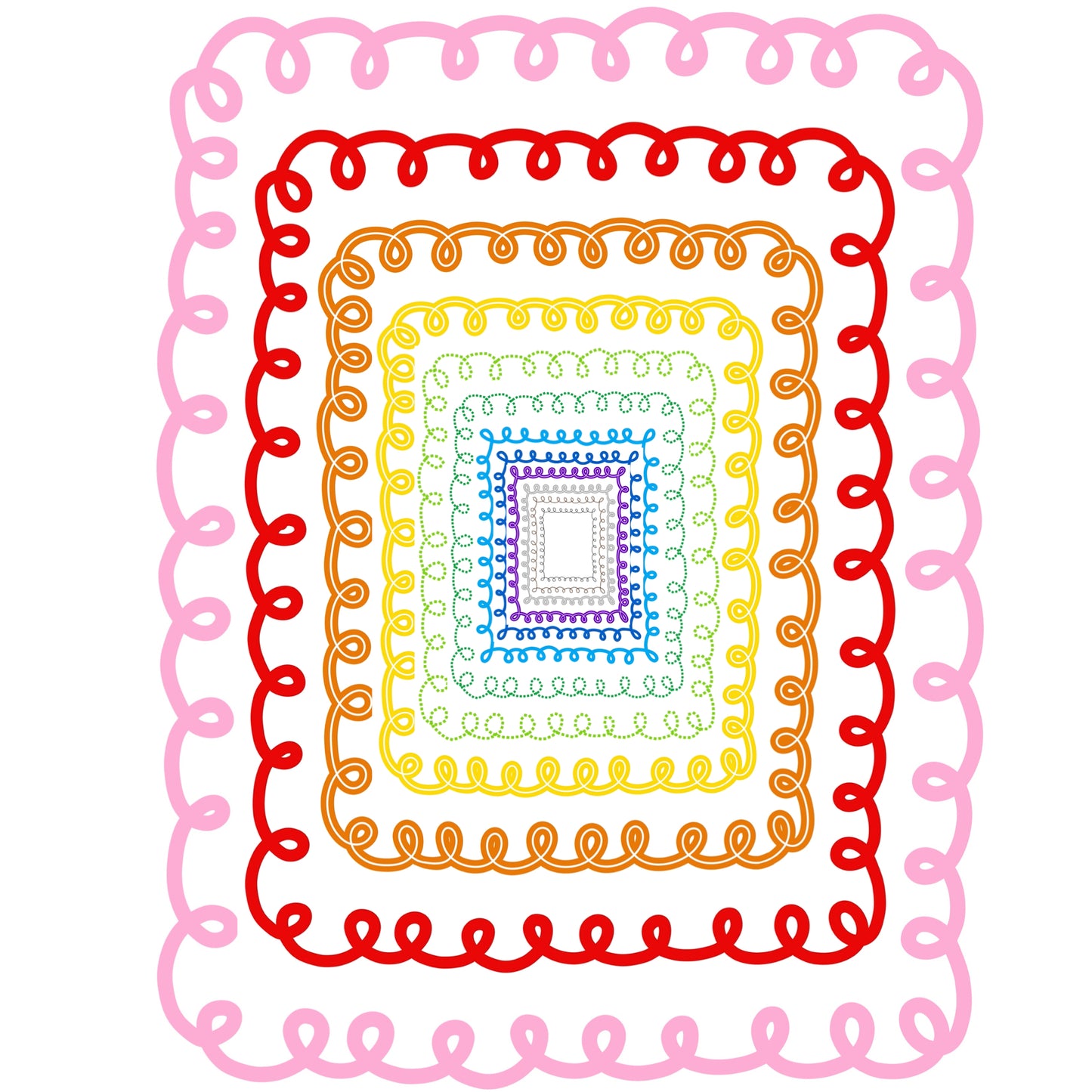 Border Clipart Set 35 - Colorful Curly - Page Borders and Frames