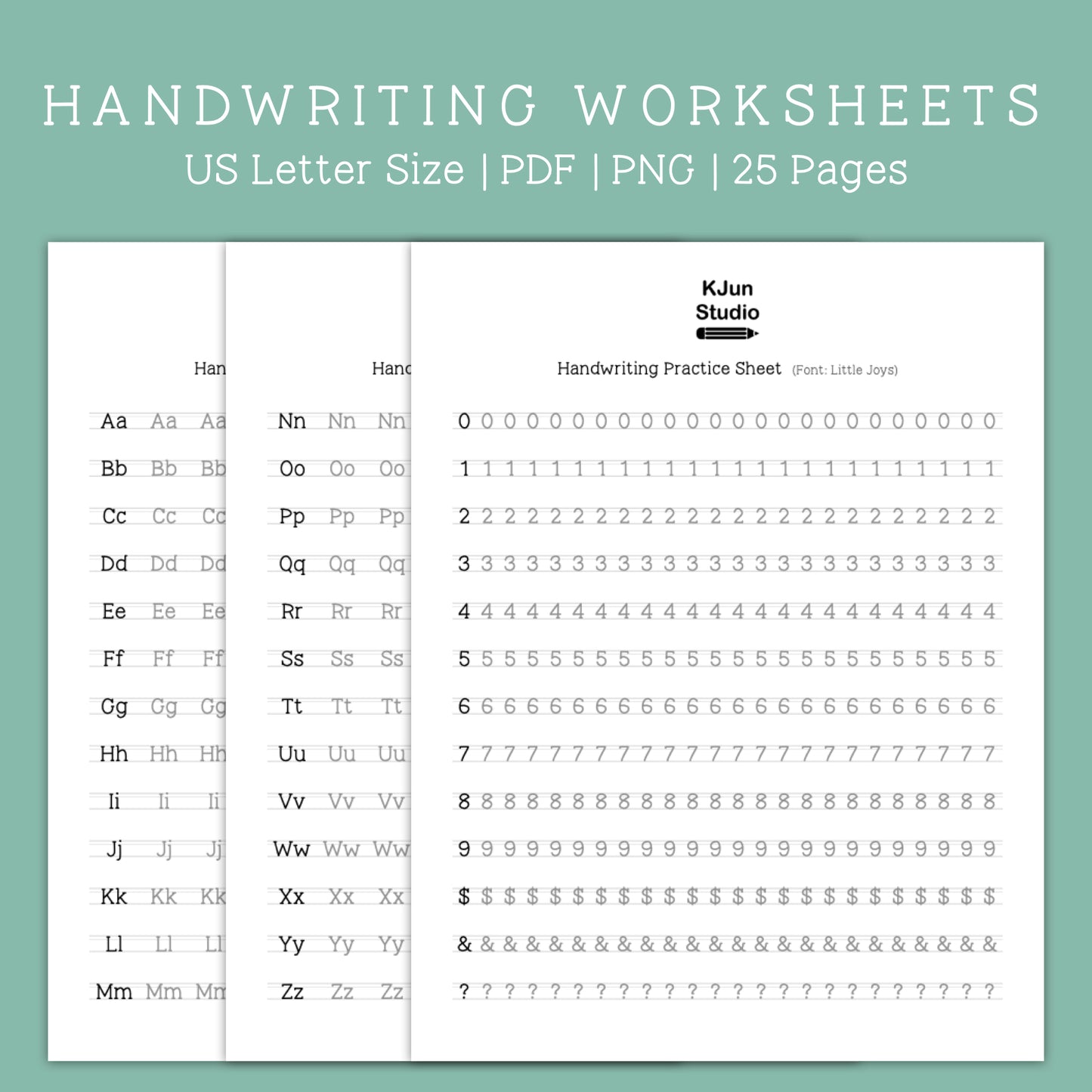 Handwriting Practice Sheets - Little Joys Font