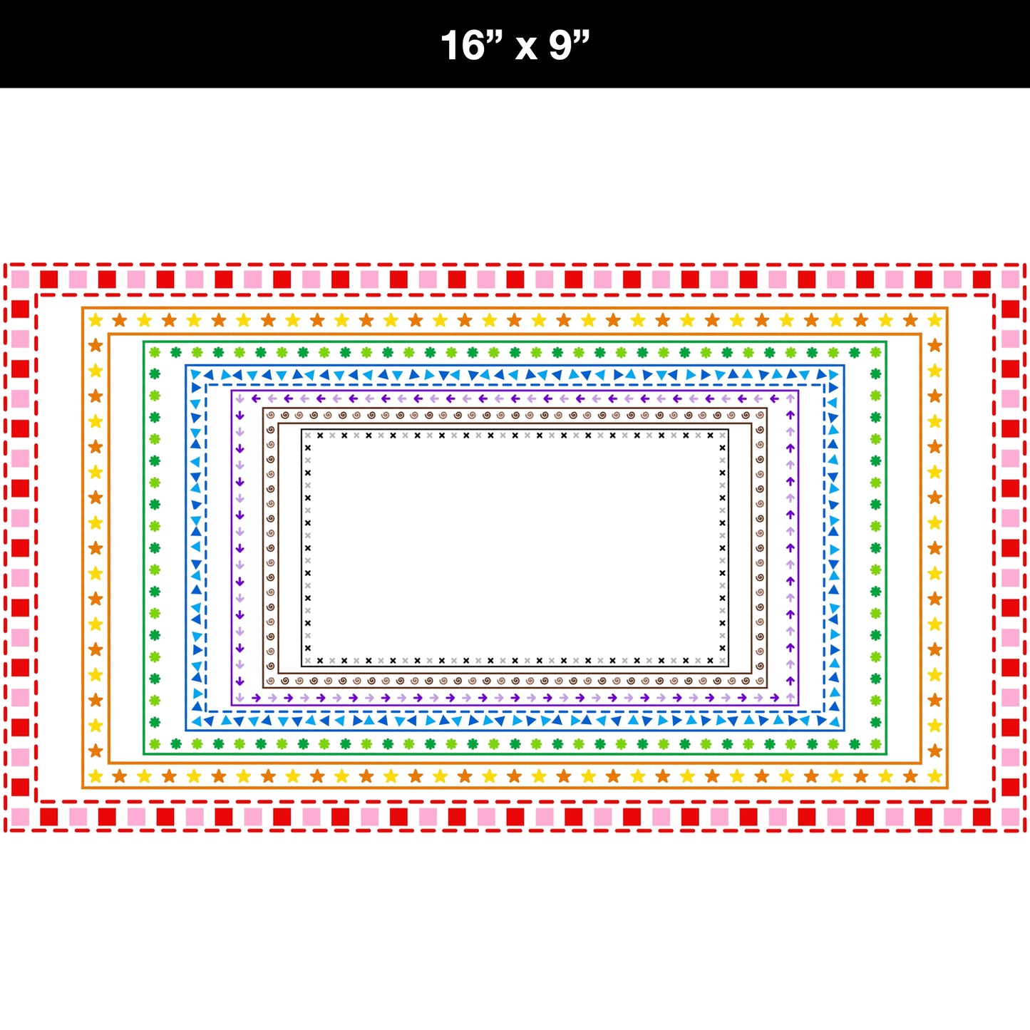 Widescreen Border Clipart Set 63 - Colorful - Google Slides and PowerPoint