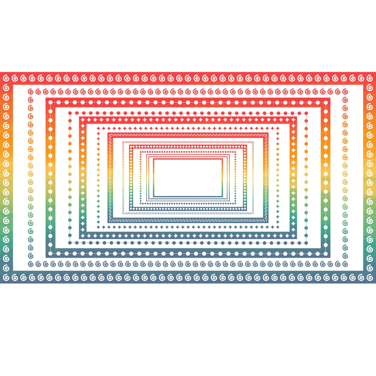 Widescreen Border Clipart Set 43 - Vintage Rainbow - Google Slides & PowerPoint