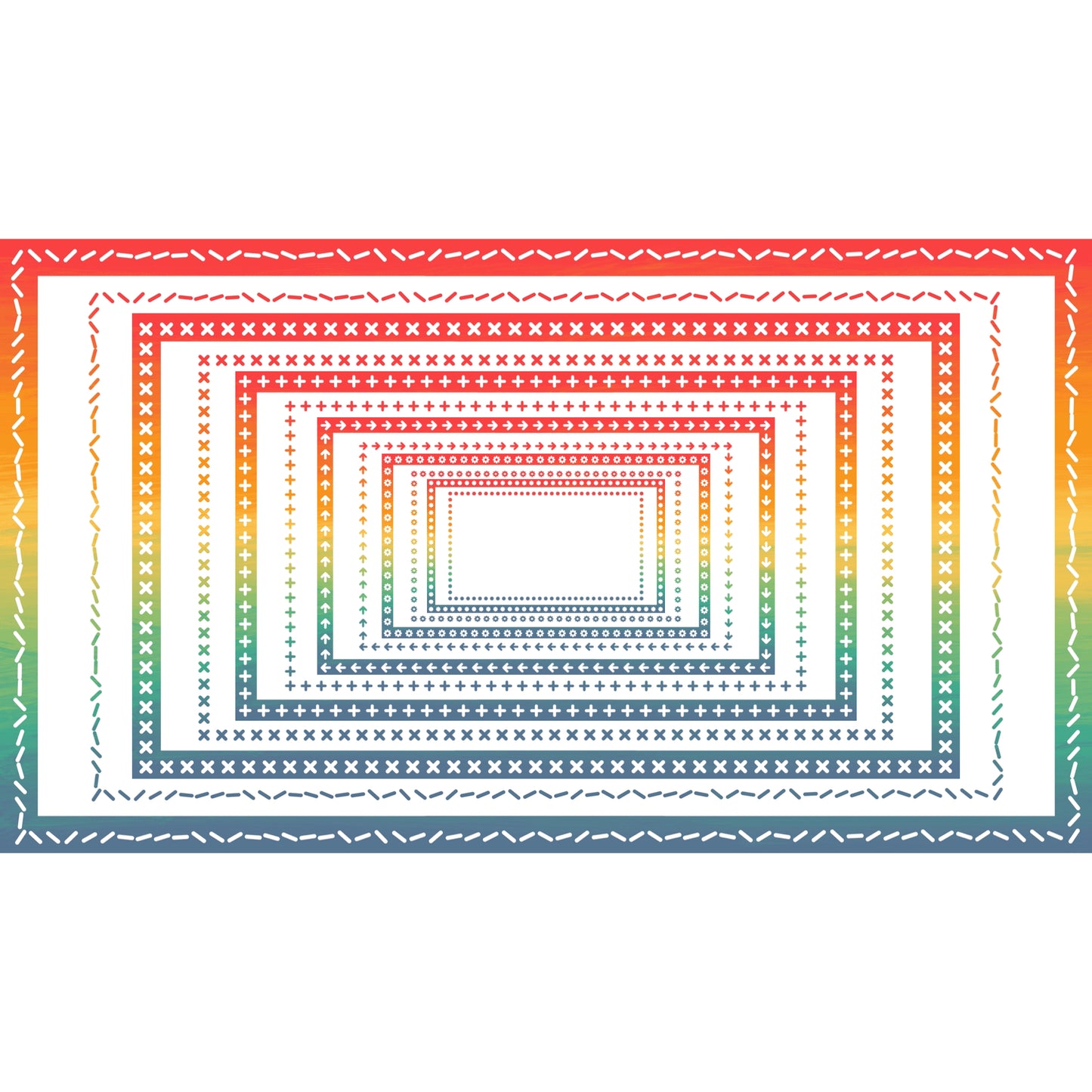 Widescreen Border Clipart Set 42 - Vintage Rainbow - Google Slides & PowerPoint