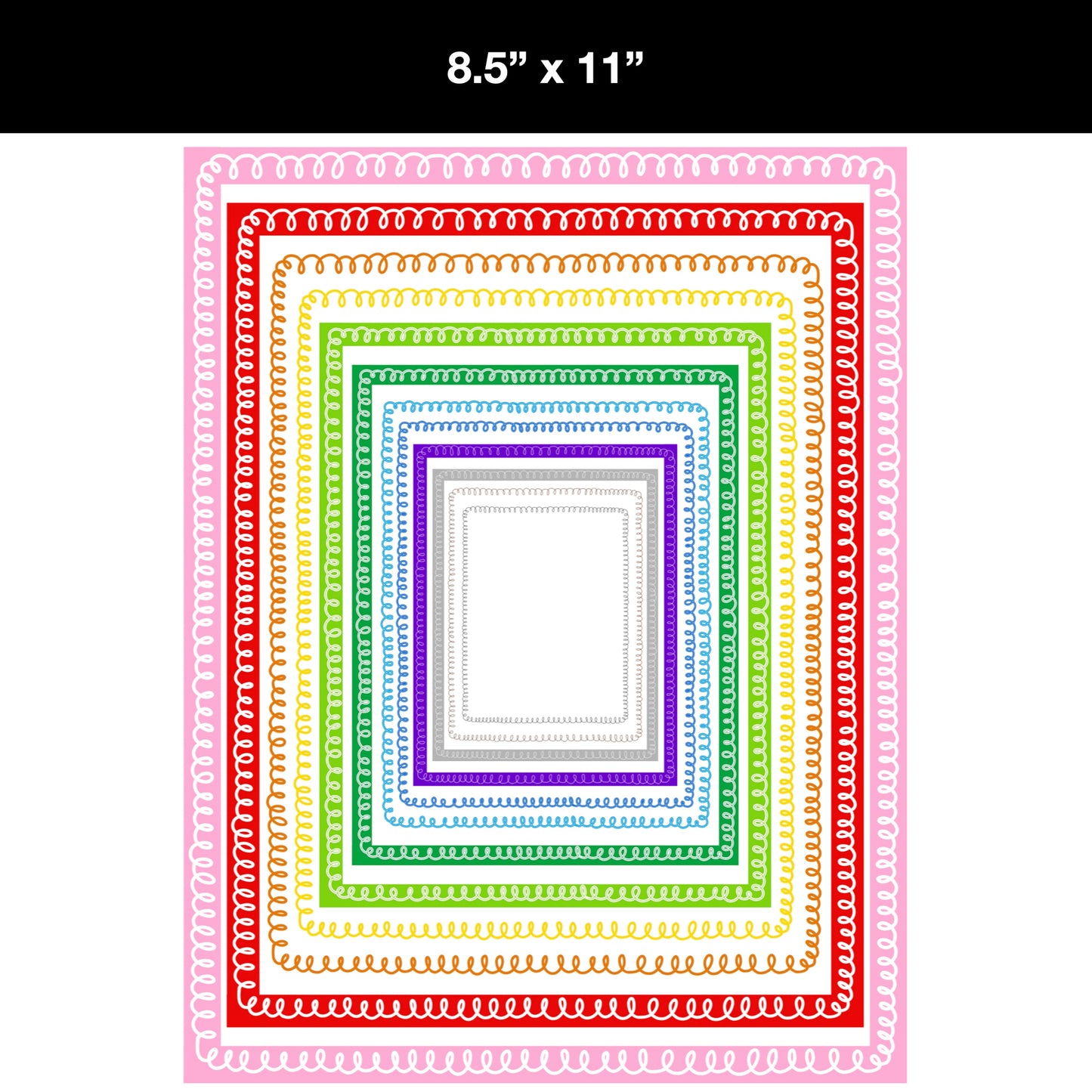 Border Clipart Bundle 9 - Colorful Curly and Zigzag - Page Borders and Frames