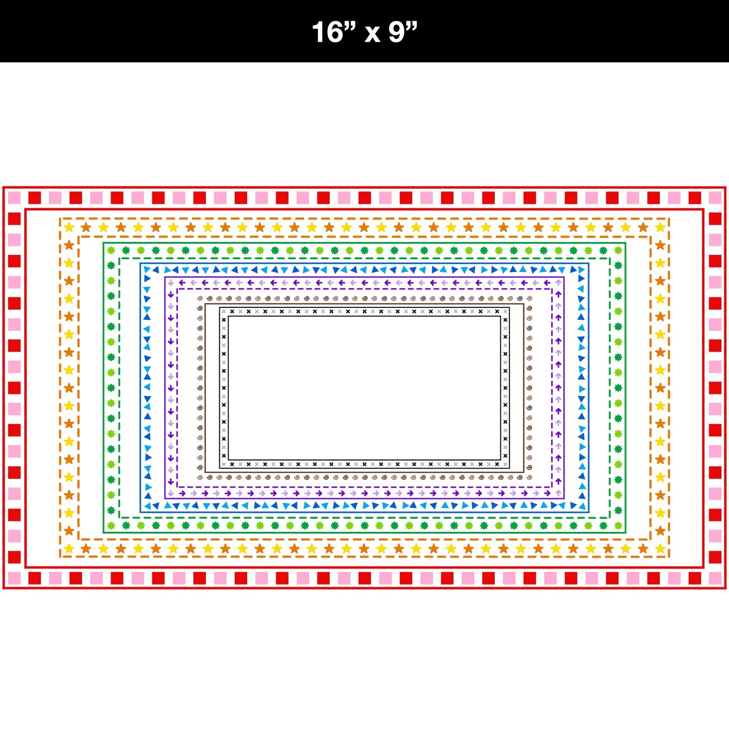 Widescreen Border Clipart Set 67 - Colorful - Google Slides and PowerPoint