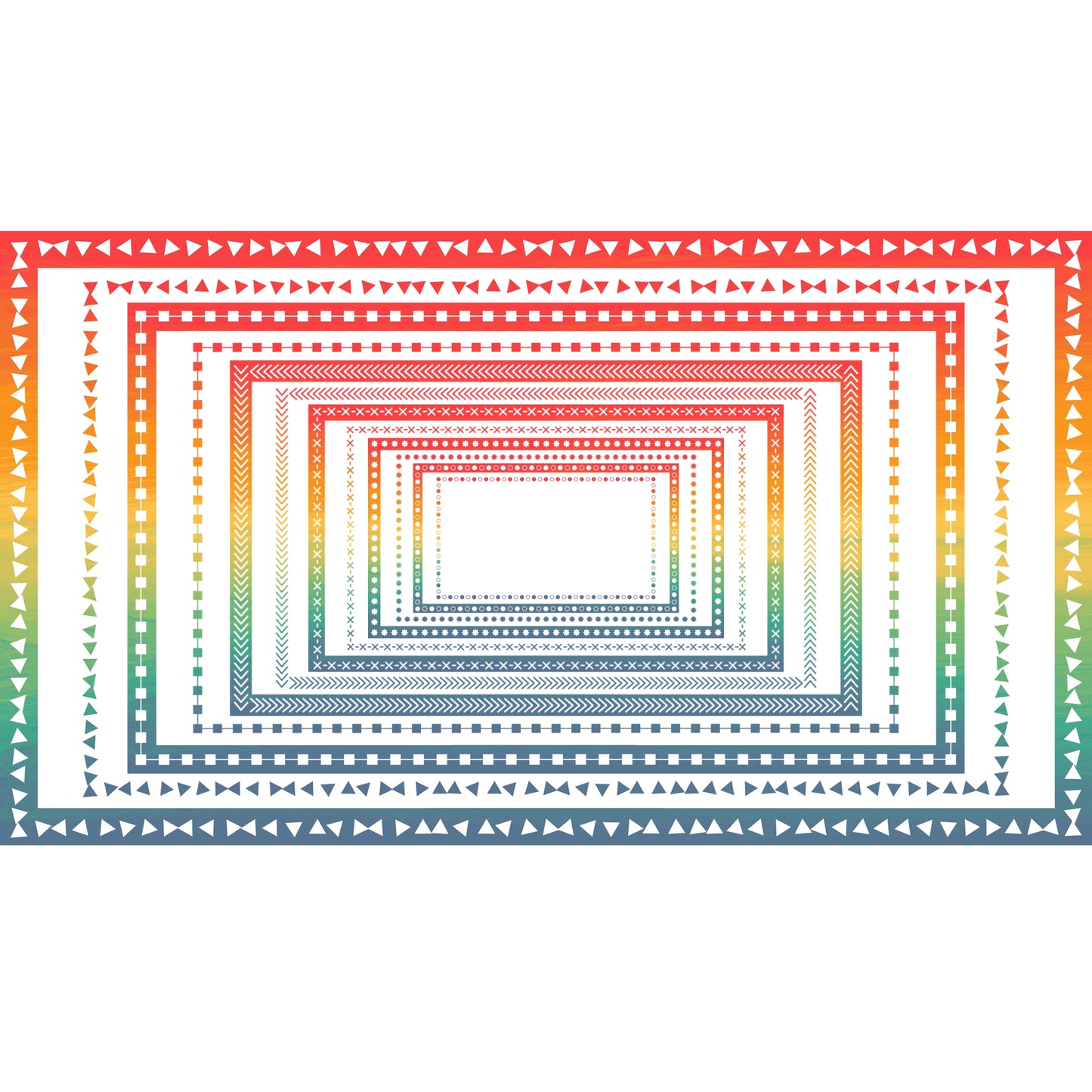 Widescreen Border Clipart Set 44 - Vintage Rainbow - Google Slides & PowerPoint